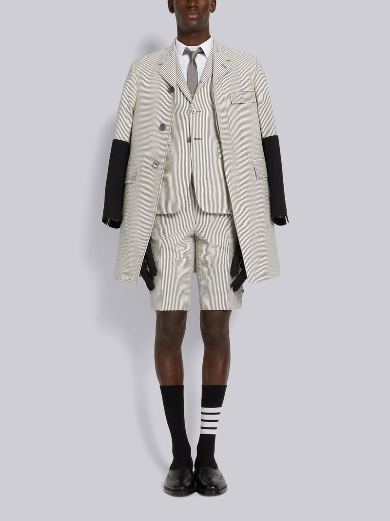 Medium Grey Wool Seersucker Classic Backstrap Short 4