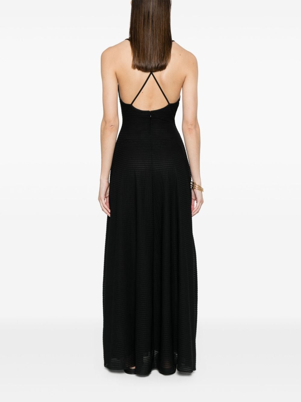 sheer striped maxi dress - 4