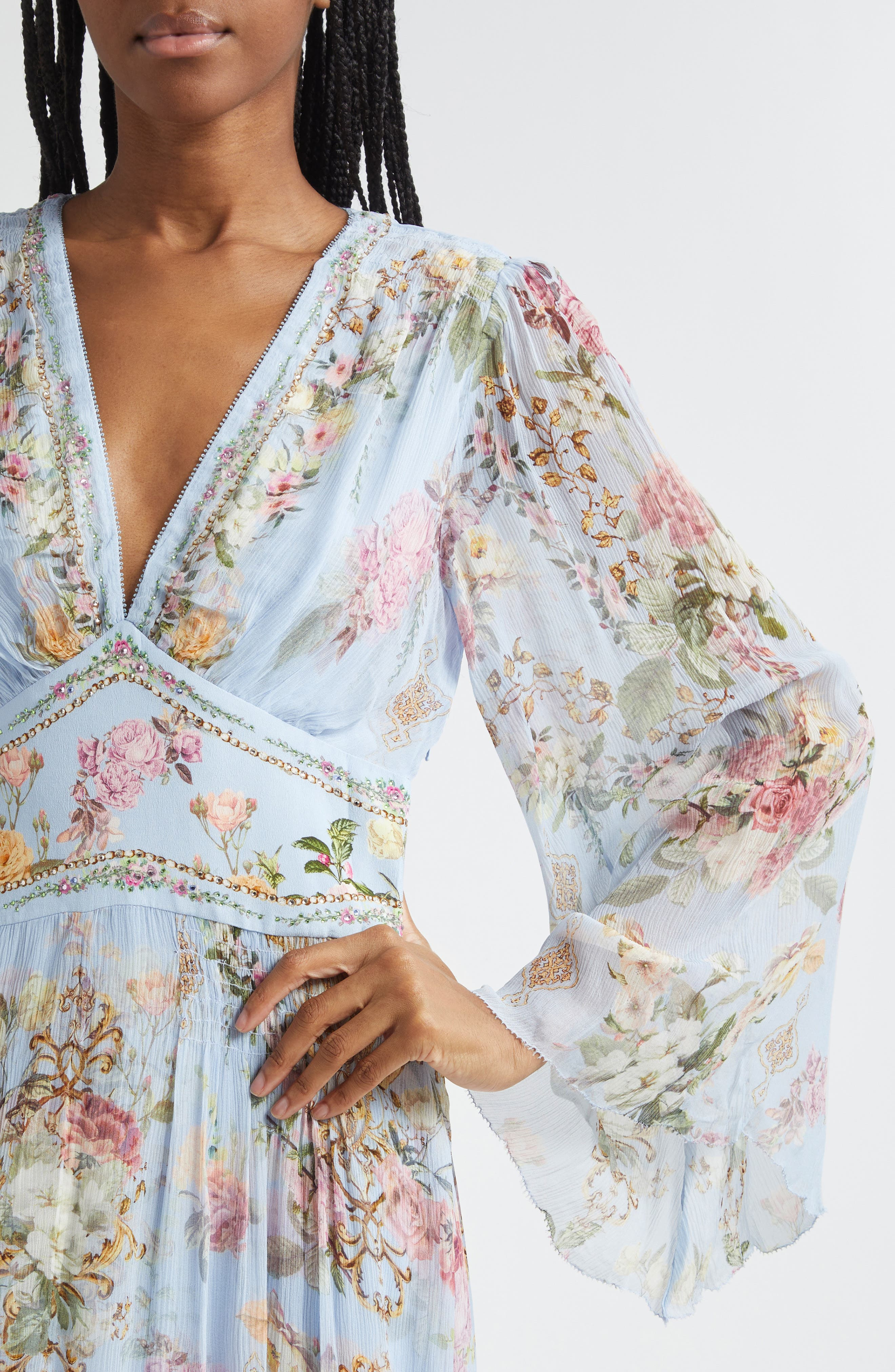 Camilla Tiled In Time Long Sleeve Silk Chiffon Maxi Dress at Nordstrom - 4