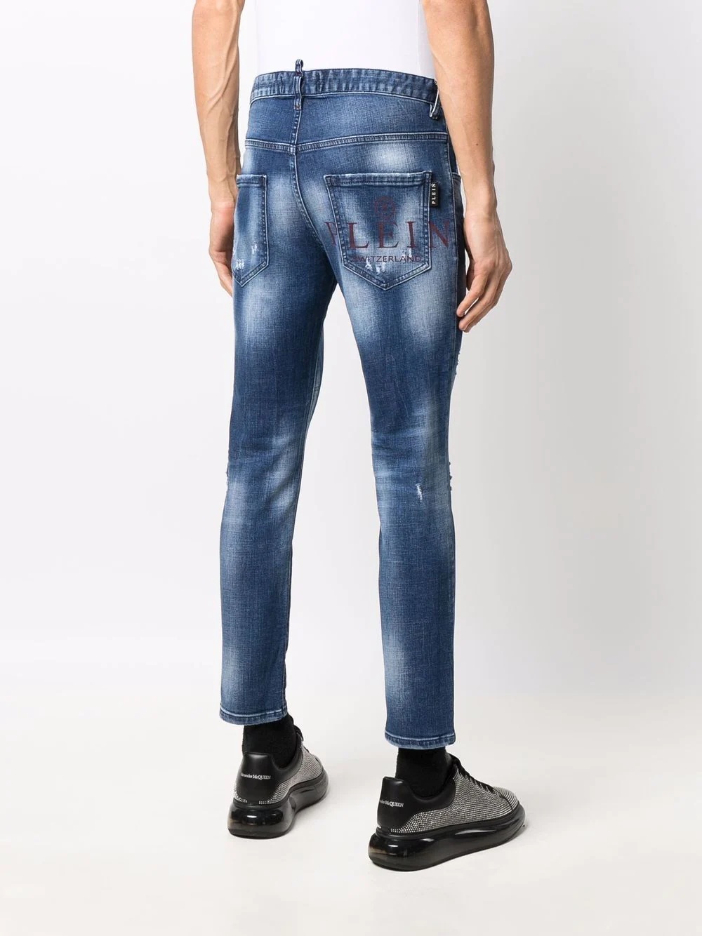 distressed skinny-cut jeans - 4