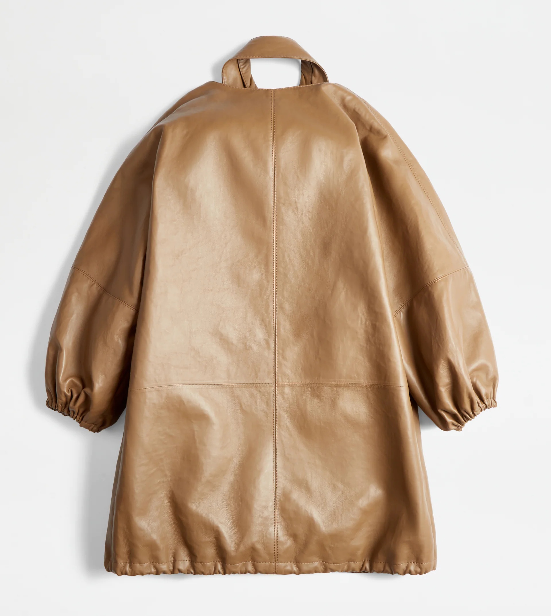 OVERCOAT IN LEATHER - BEIGE - 8