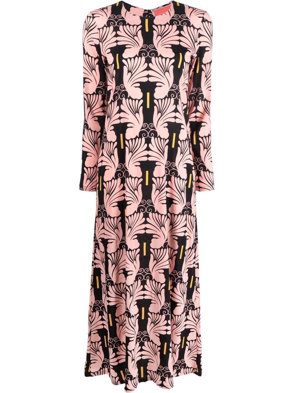 graphic-print long-sleeved maxi dress - 1