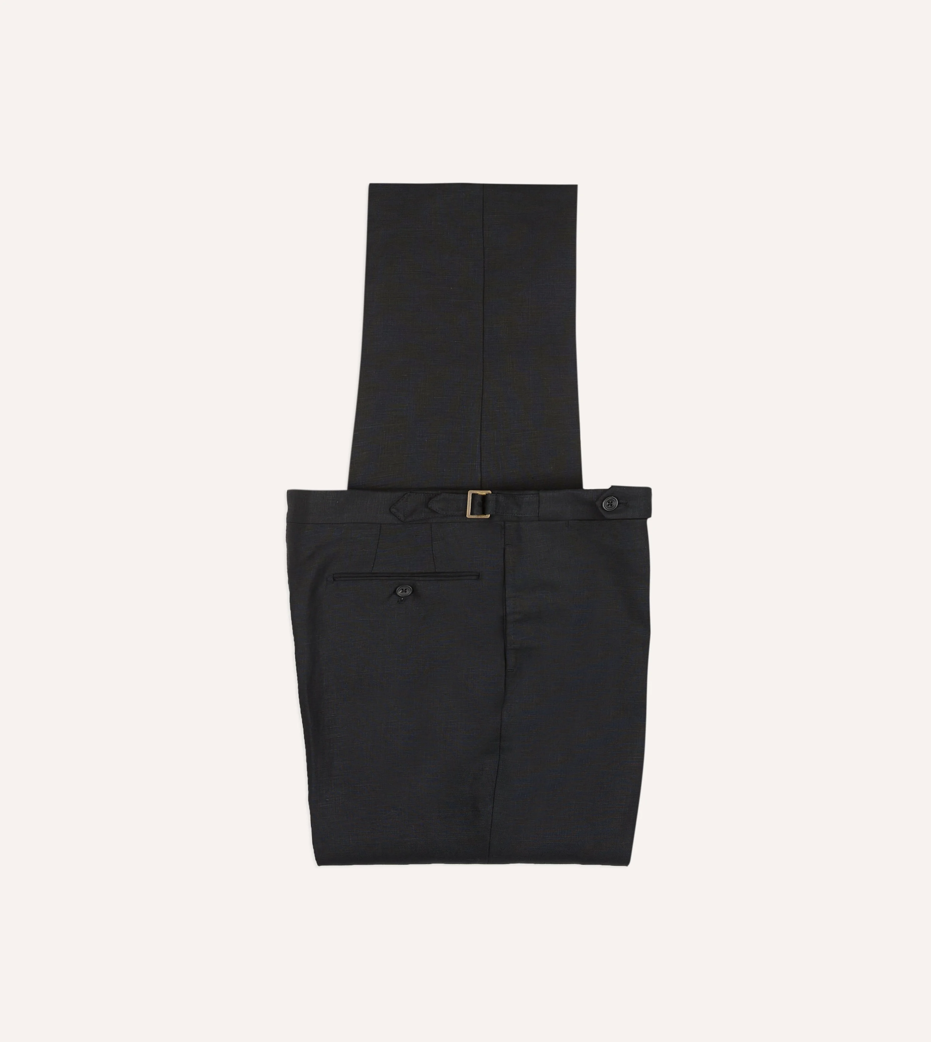 Black Irish Linen Single Pleat Trouser - 1