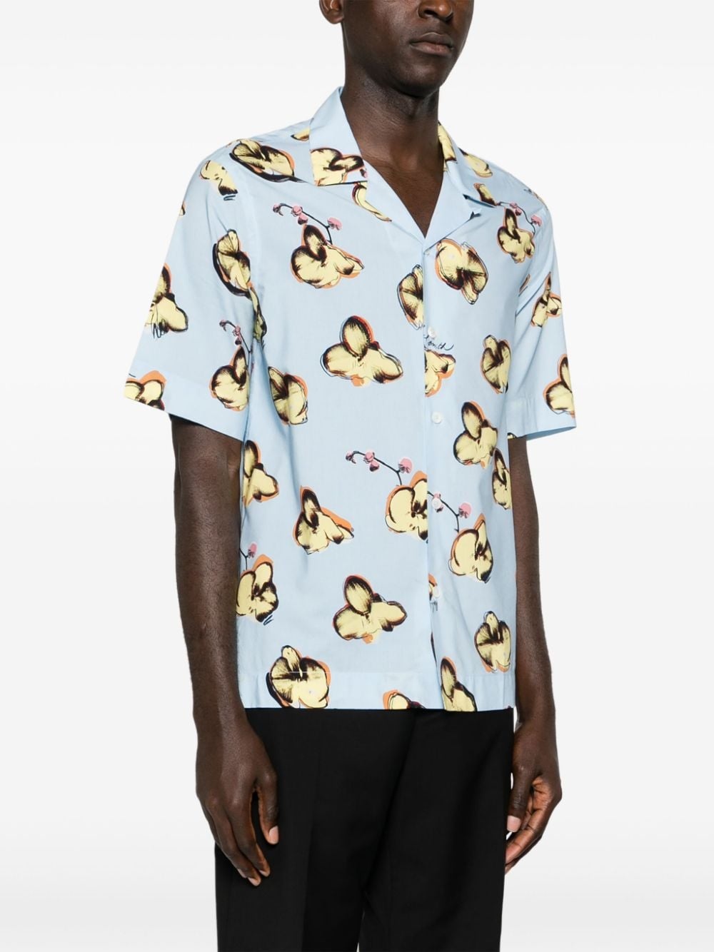 orchid-print short-sleeve shirt - 3