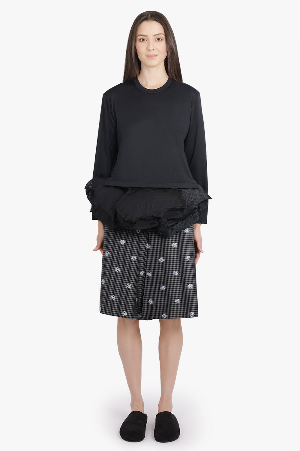 L/S TOP WITH ASYMMETRIC HEM PANELS | BLACK - 4