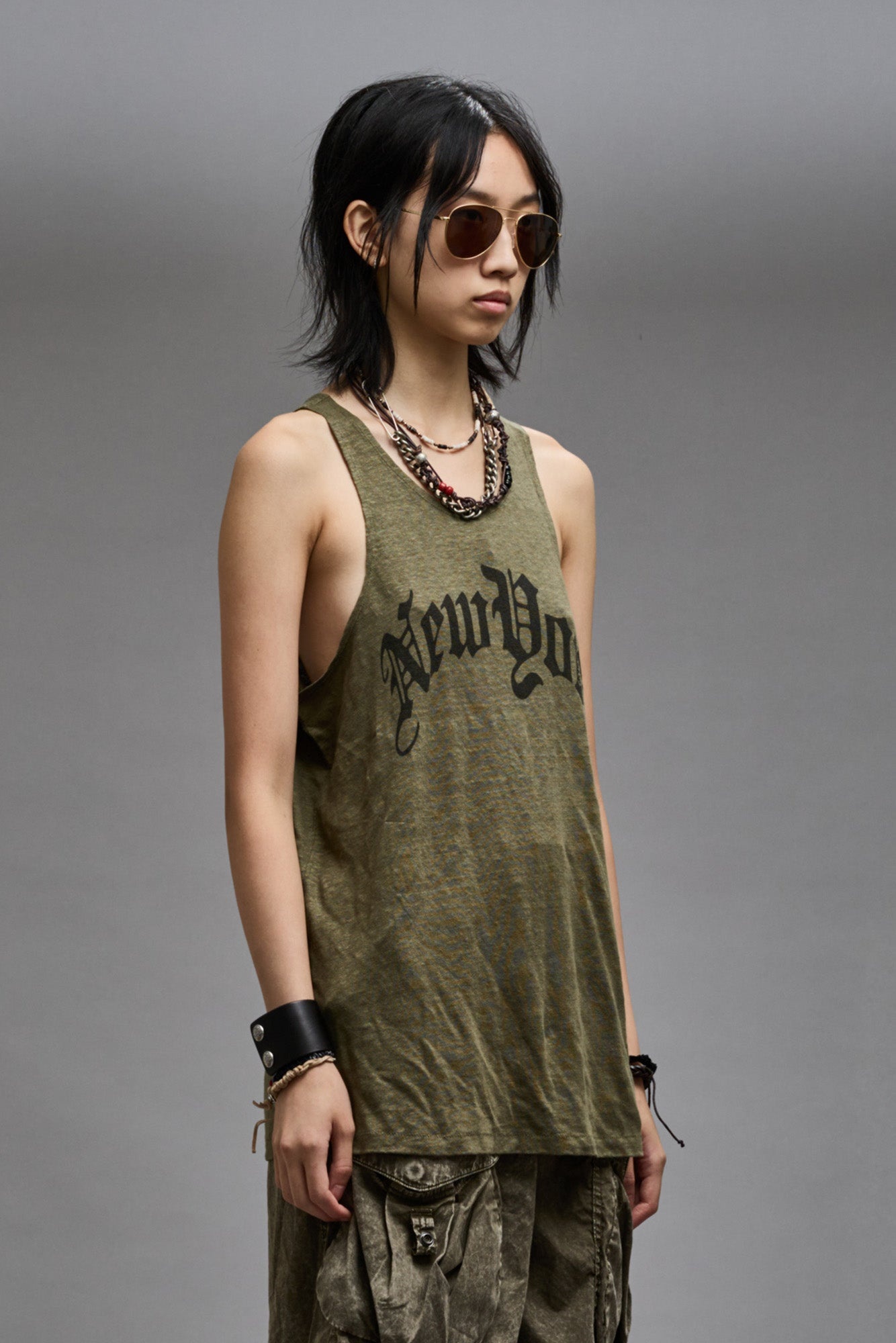 NEW YORK RELAXED TANK - OLIVE - 5