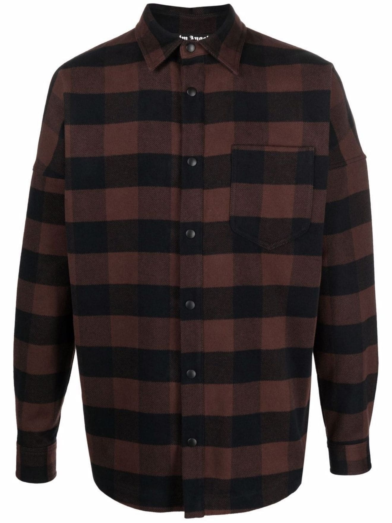 logo-print checked shirt - 1