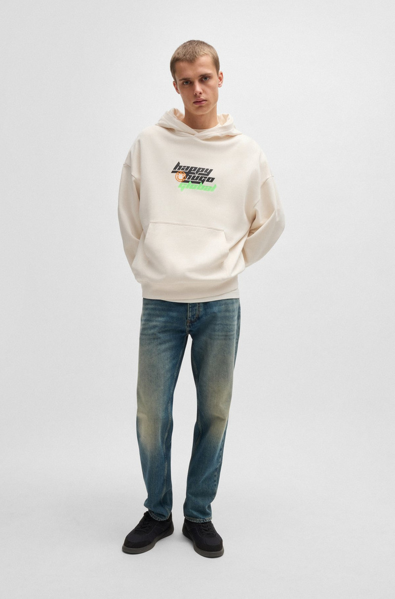 HUGO OVERSIZE-FIT COTTON-TERRY HOODIE WITH HAPPY HUGO LOGO outlook