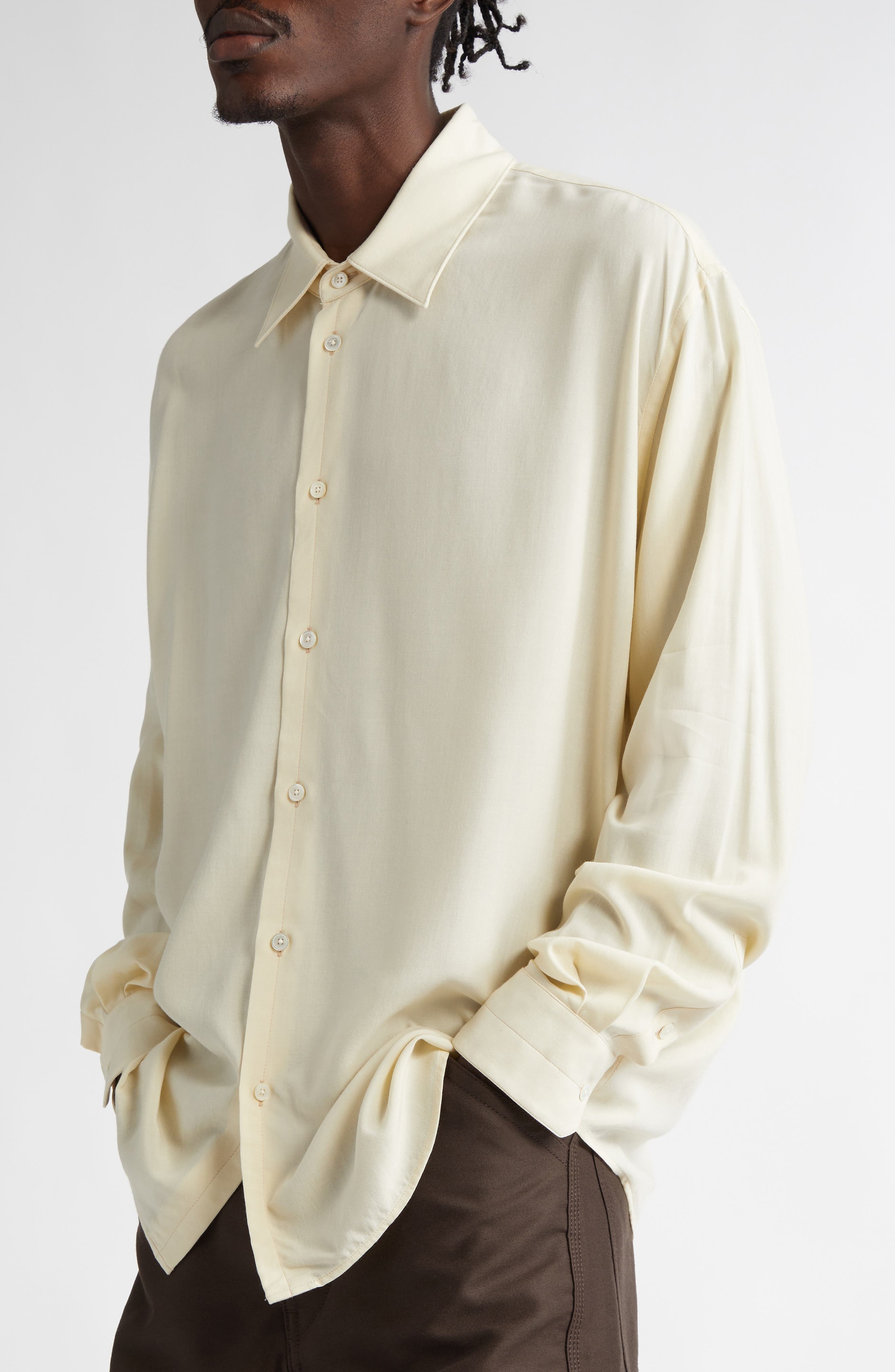 Lemaire Relaxed Fit Button-Up Shirt in Cream Ye507 at Nordstrom - 5