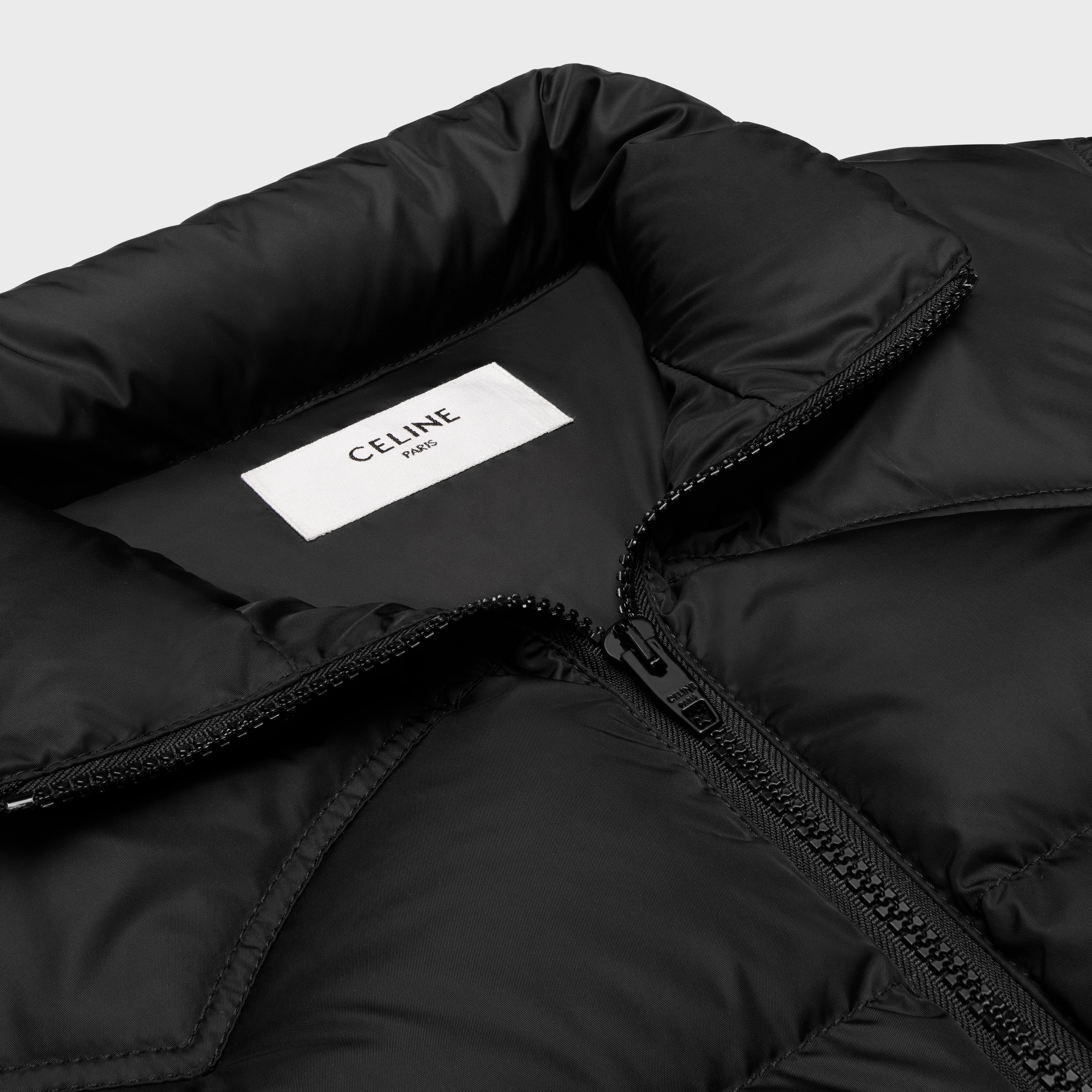 celine western puffer jacket in lightweight nylon