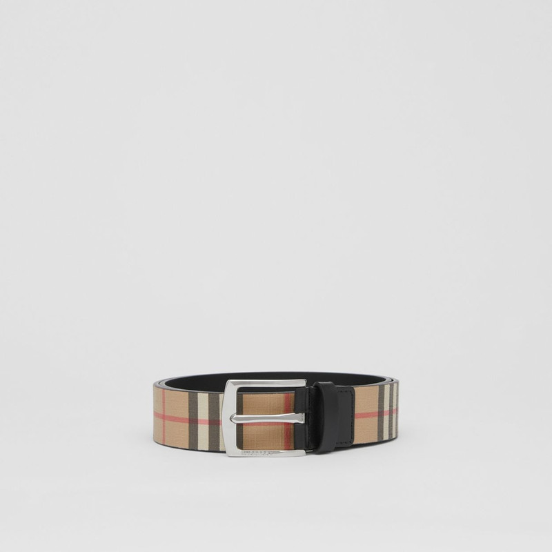 Vintage Check E-canvas and Leather Belt 4