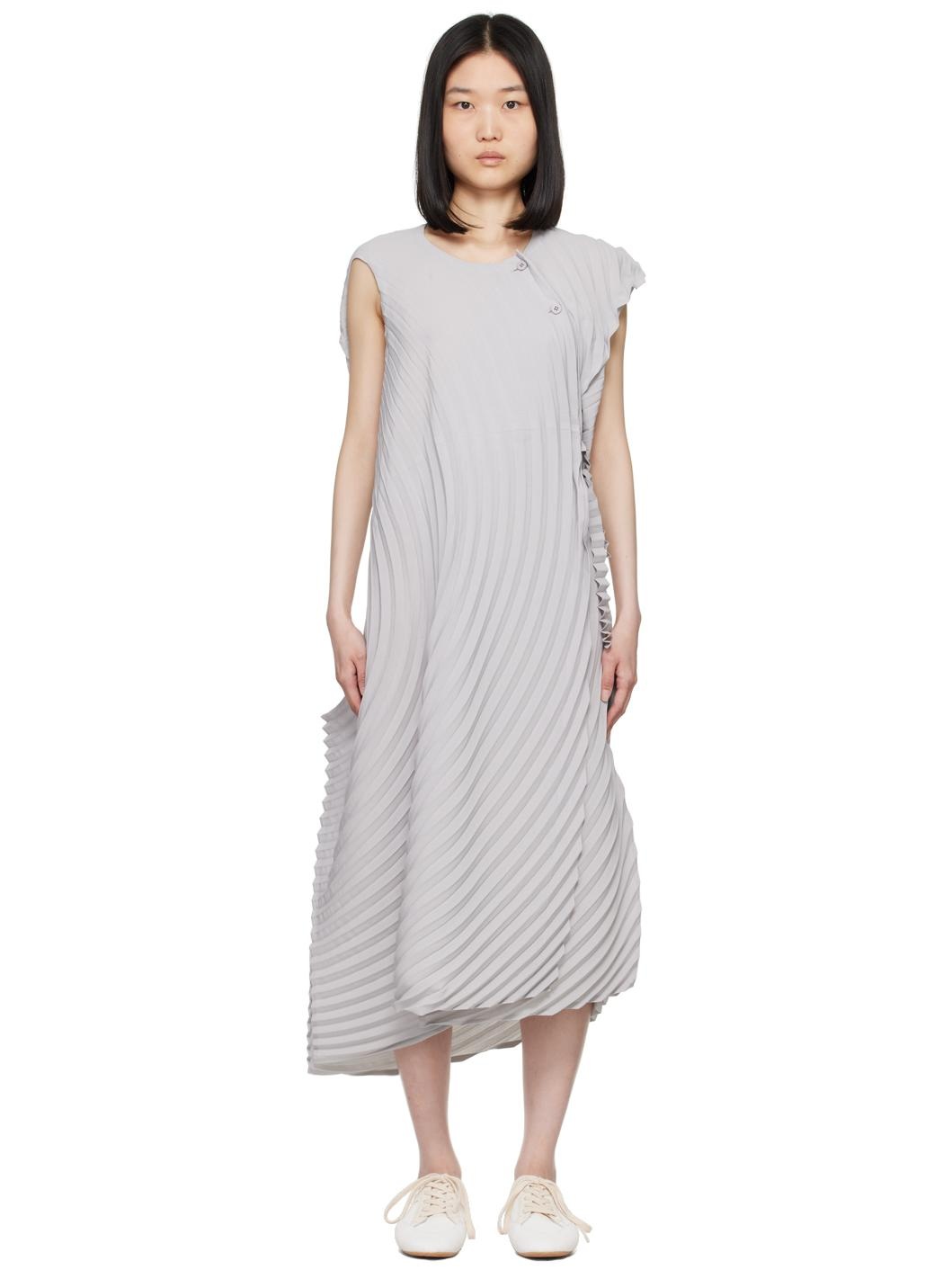 Gray Resonant Pleats Maxi Dress - 1