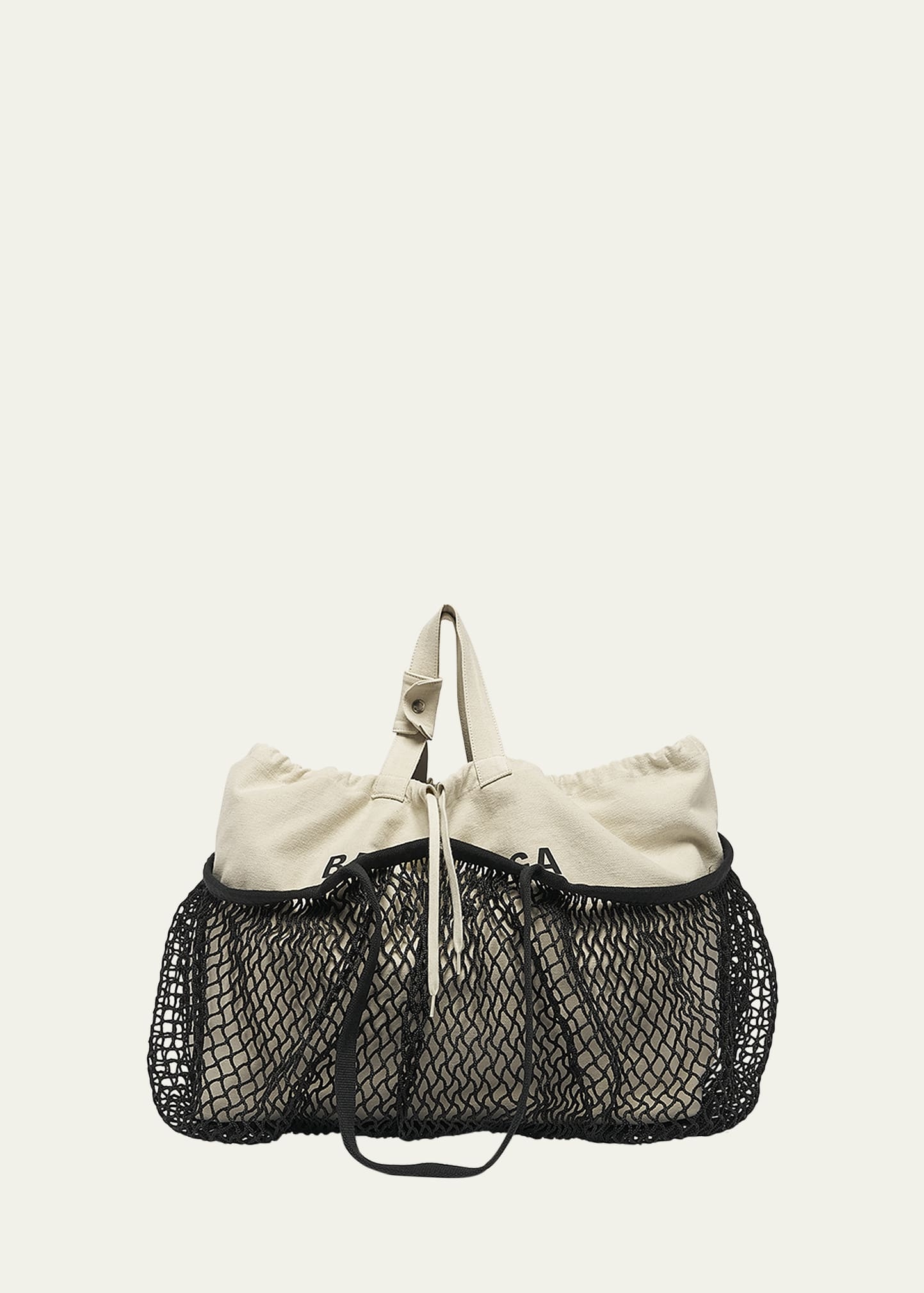 【Balenciaga】SALE!! 24/7 WASHED CANVAS/FISHNET TOTE BAG Balenciaga 24/7 Washed Canvas Cotton Fishnet Medium Tote