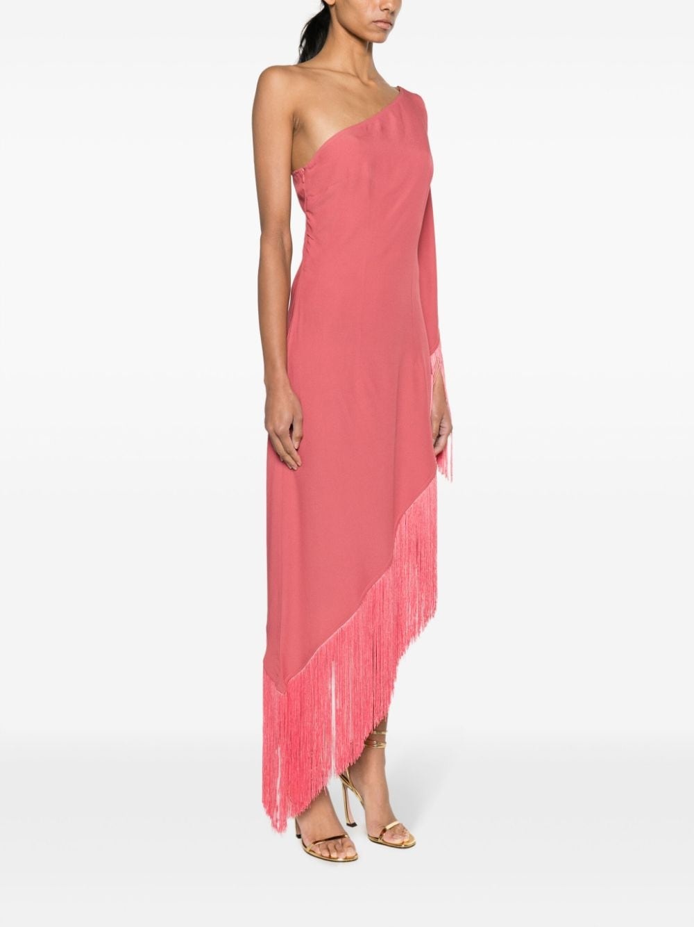 asymmetric fringed midi dress - 3