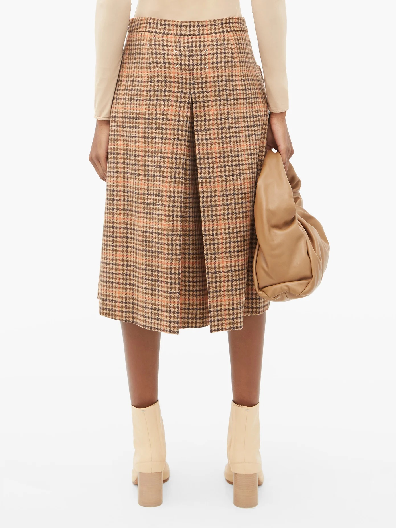 Pleated checked wool culottes - 5