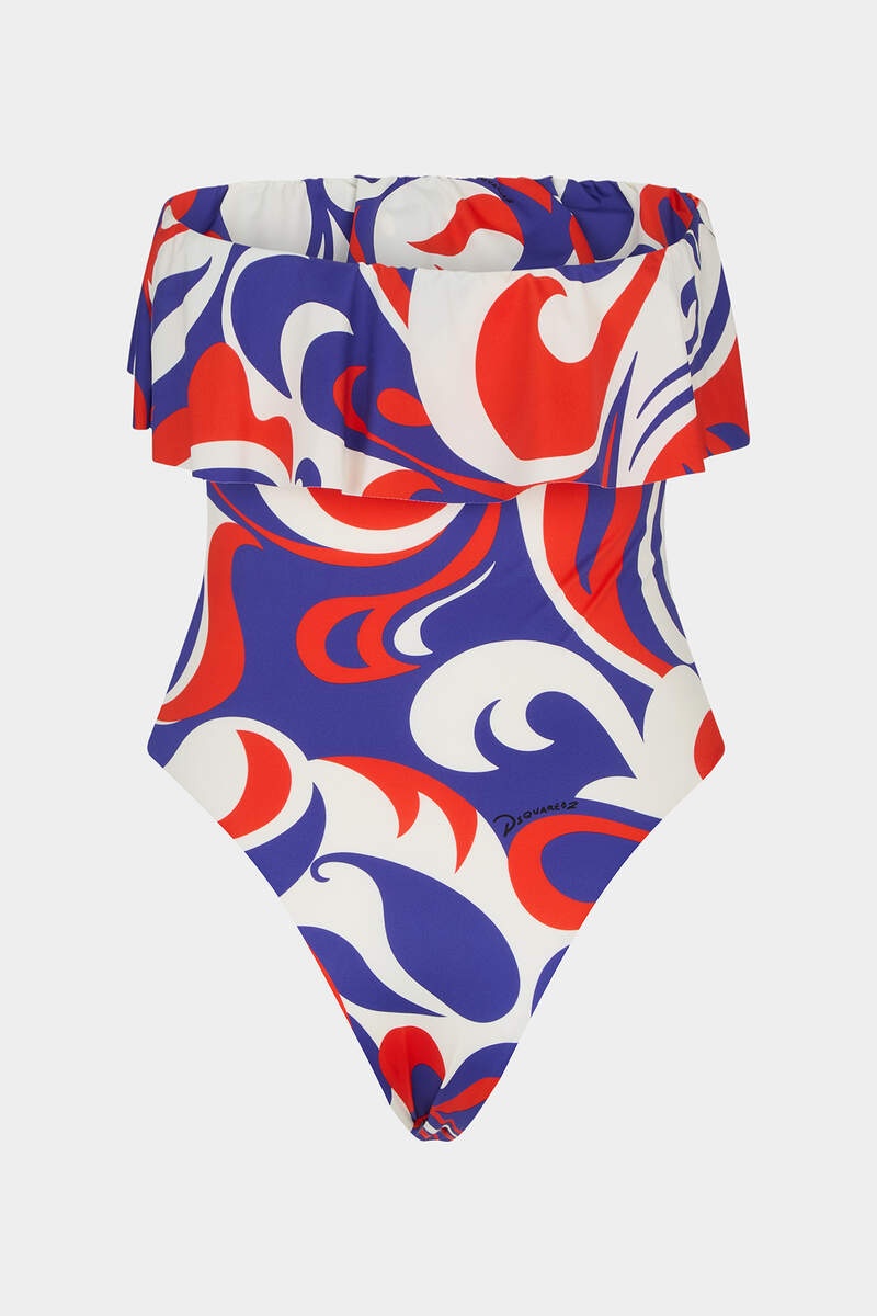 ALL OVER PRINTED SWIM STRAPLESS ONE PIECE - 2