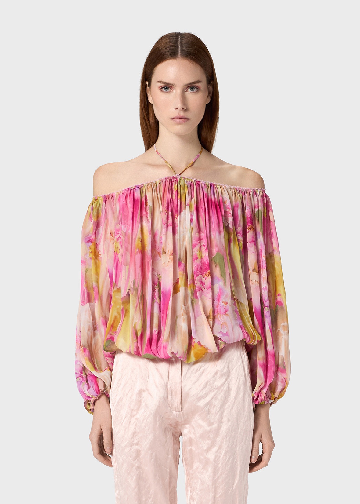 FLORAL PRINT GEORGETTE BLOUSE - 3