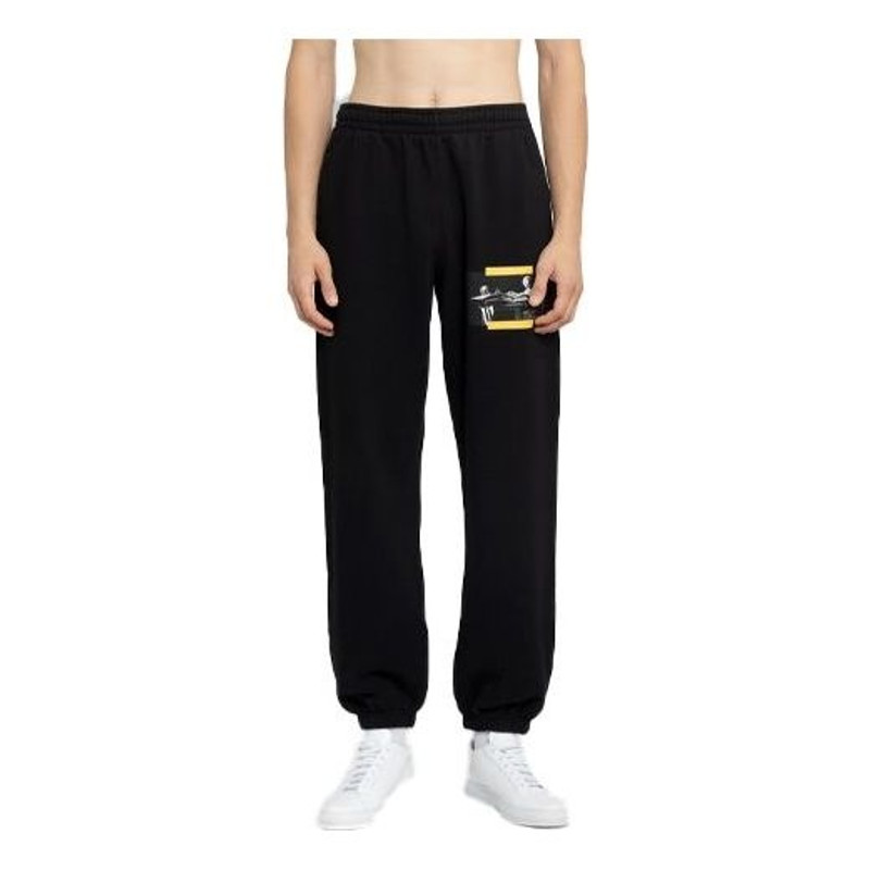 Off-White Caravaggio-Print Track Pants 'Black Yellow' OMCH029F21FLE0051084 - 1