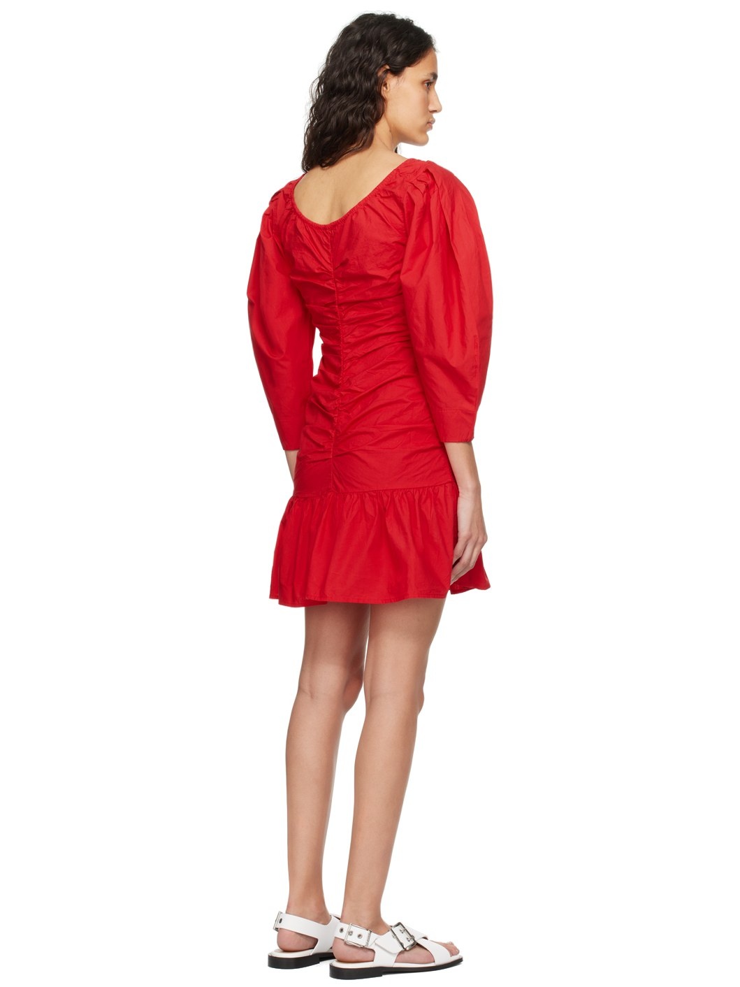Red Gathered Minidress - 3