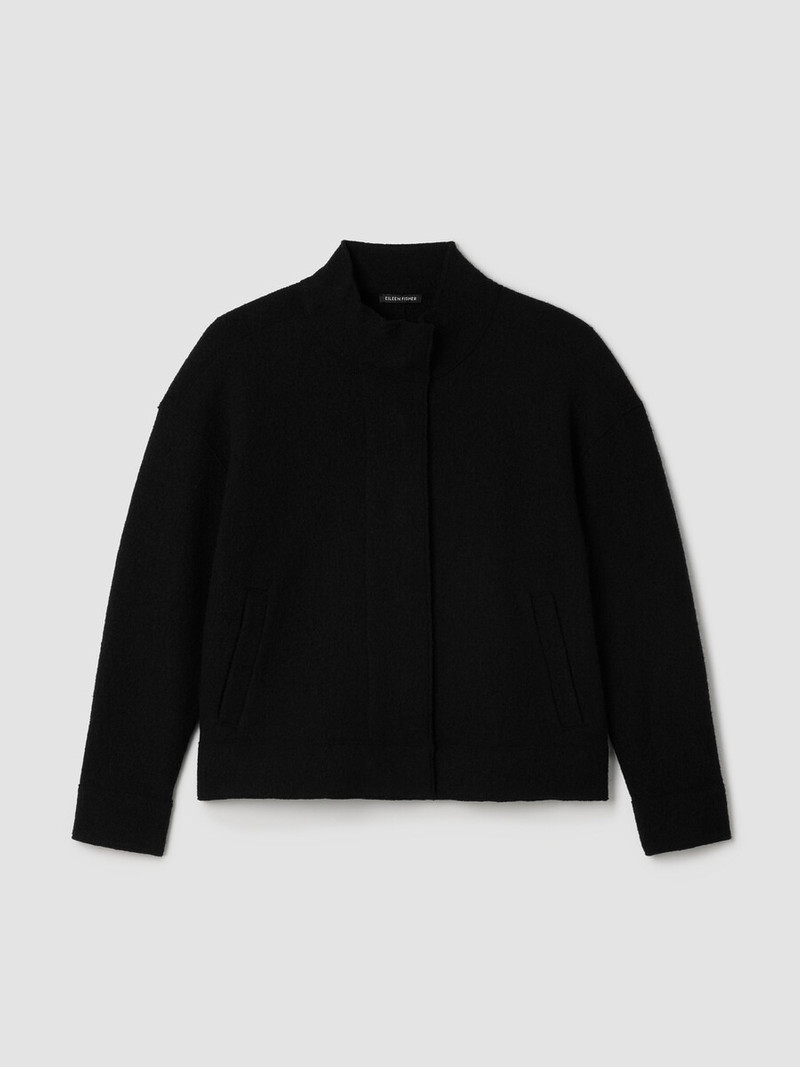 Lightweight Boiled Wool Stand Collar Jacket in Regenerative Wool 1