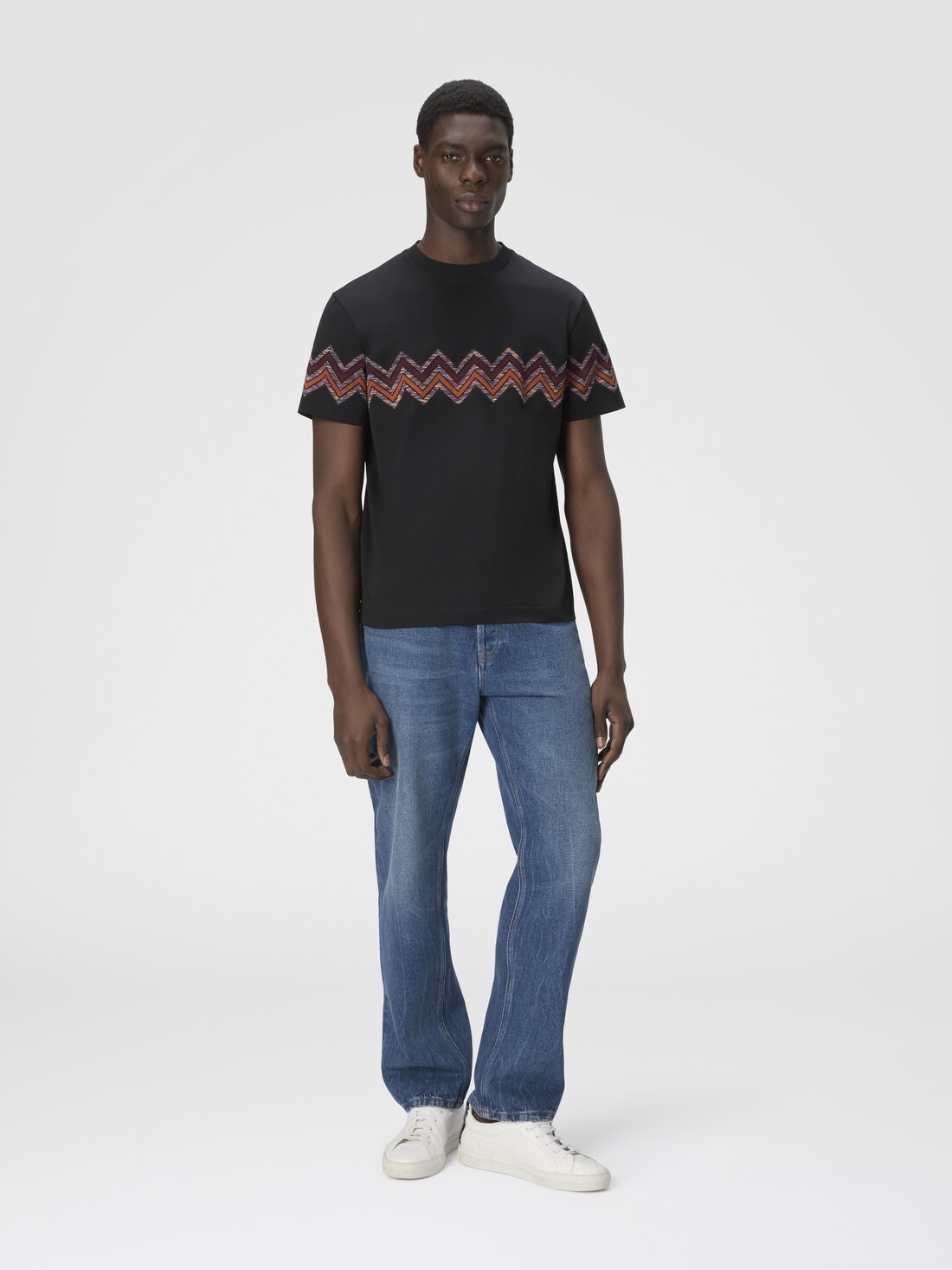 T-Shirt with Maxi Chevron Insert - 2