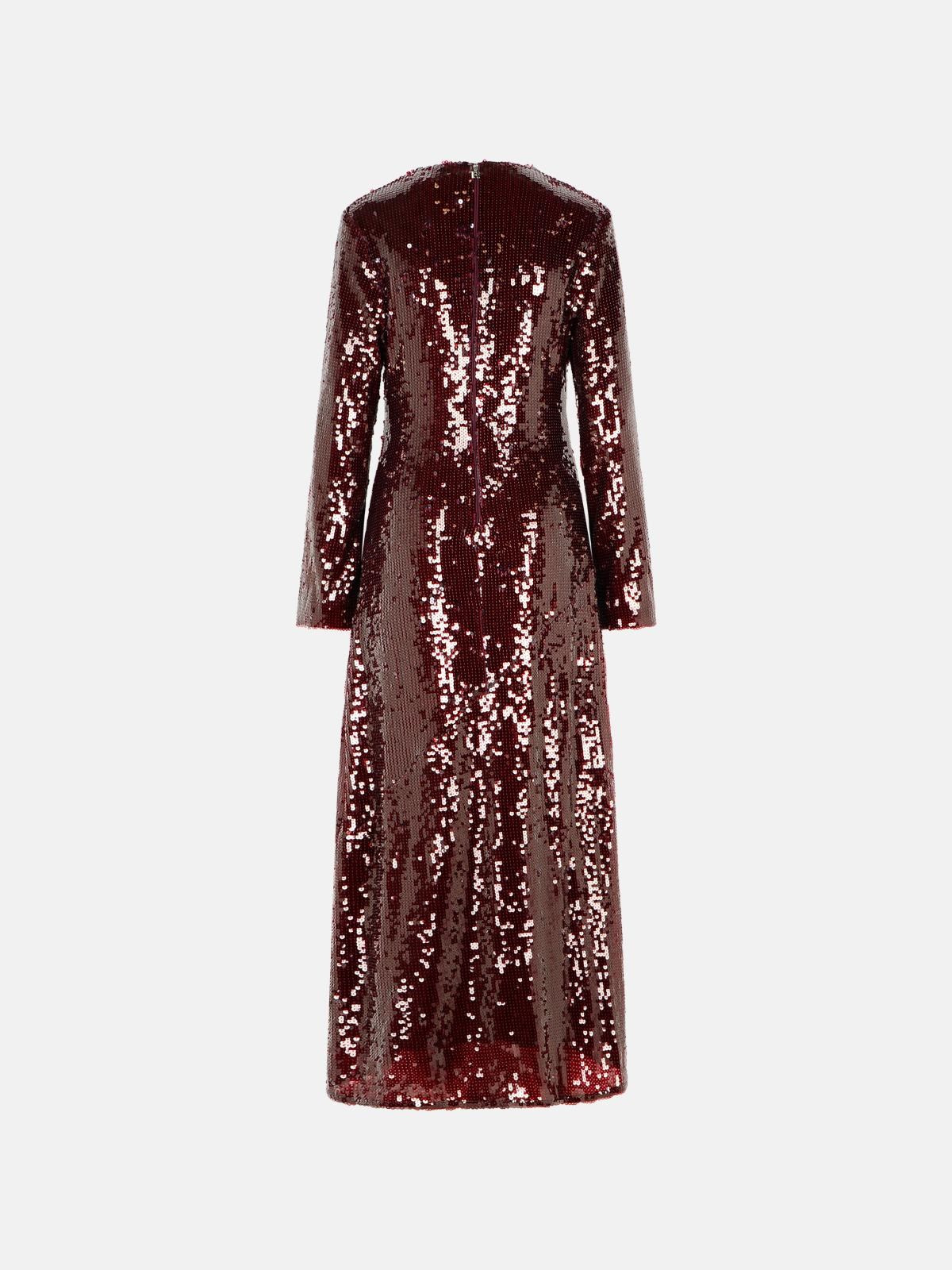 'KAISA' BURGUNDY POLYESTER DRESS - 3