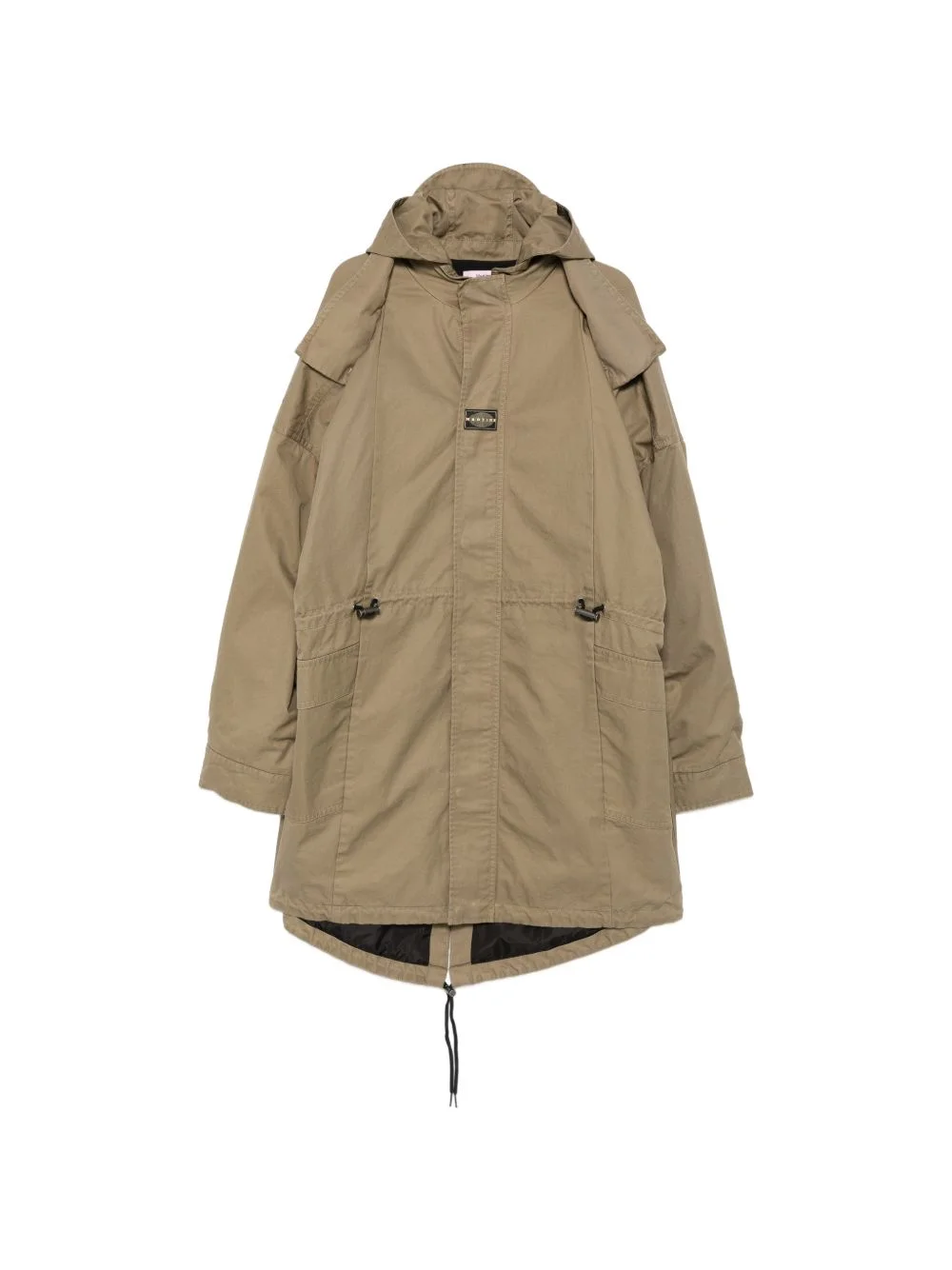 hooded drawstring-waist coat - 1