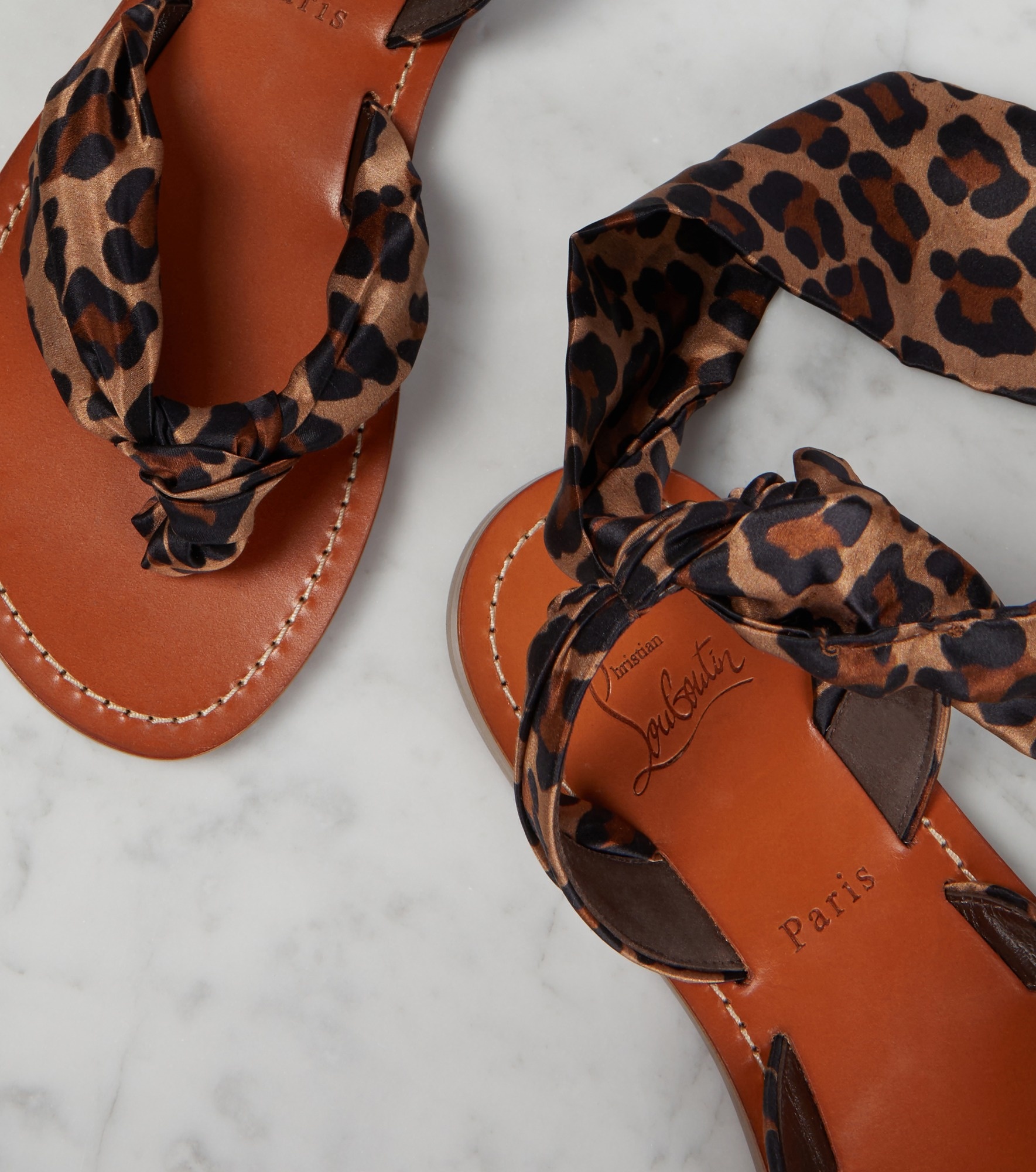 Niloo du Désert leopard-print satin sandals - 6
