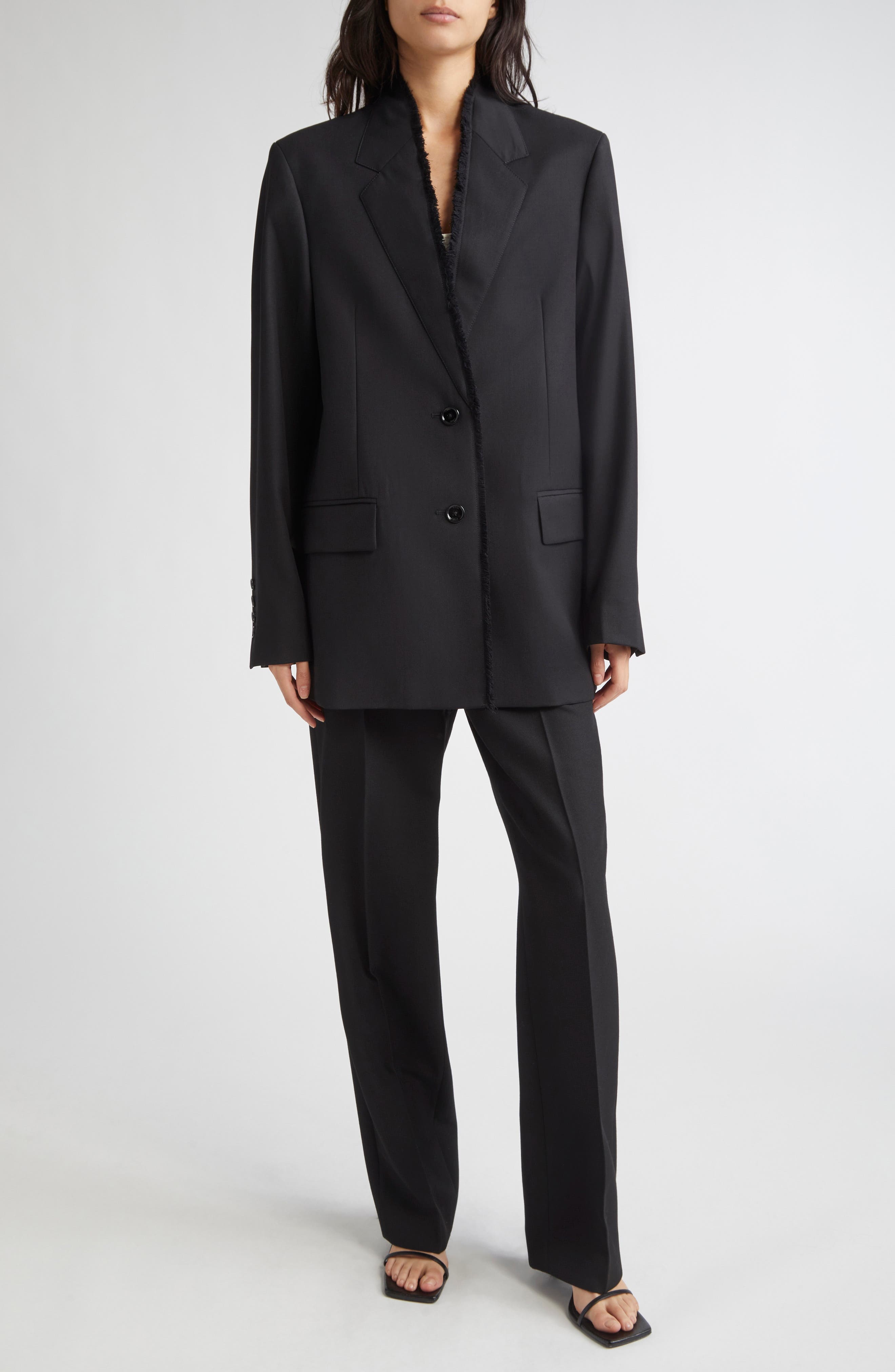 TOTEME Tailored Straight Leg Pants in Black at Nordstrom - 8