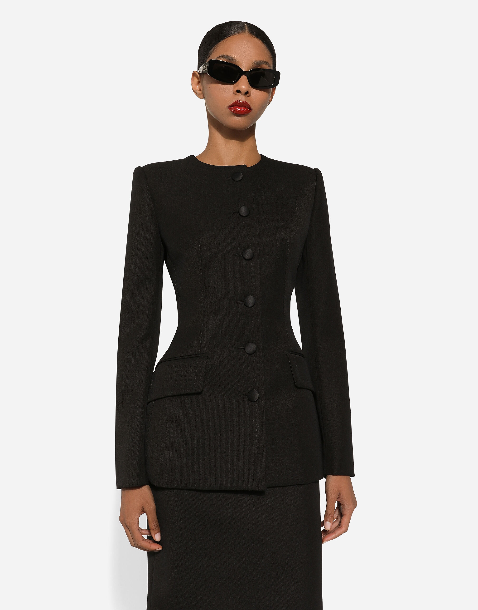 Single-breasted wool crepe jacket - 4
