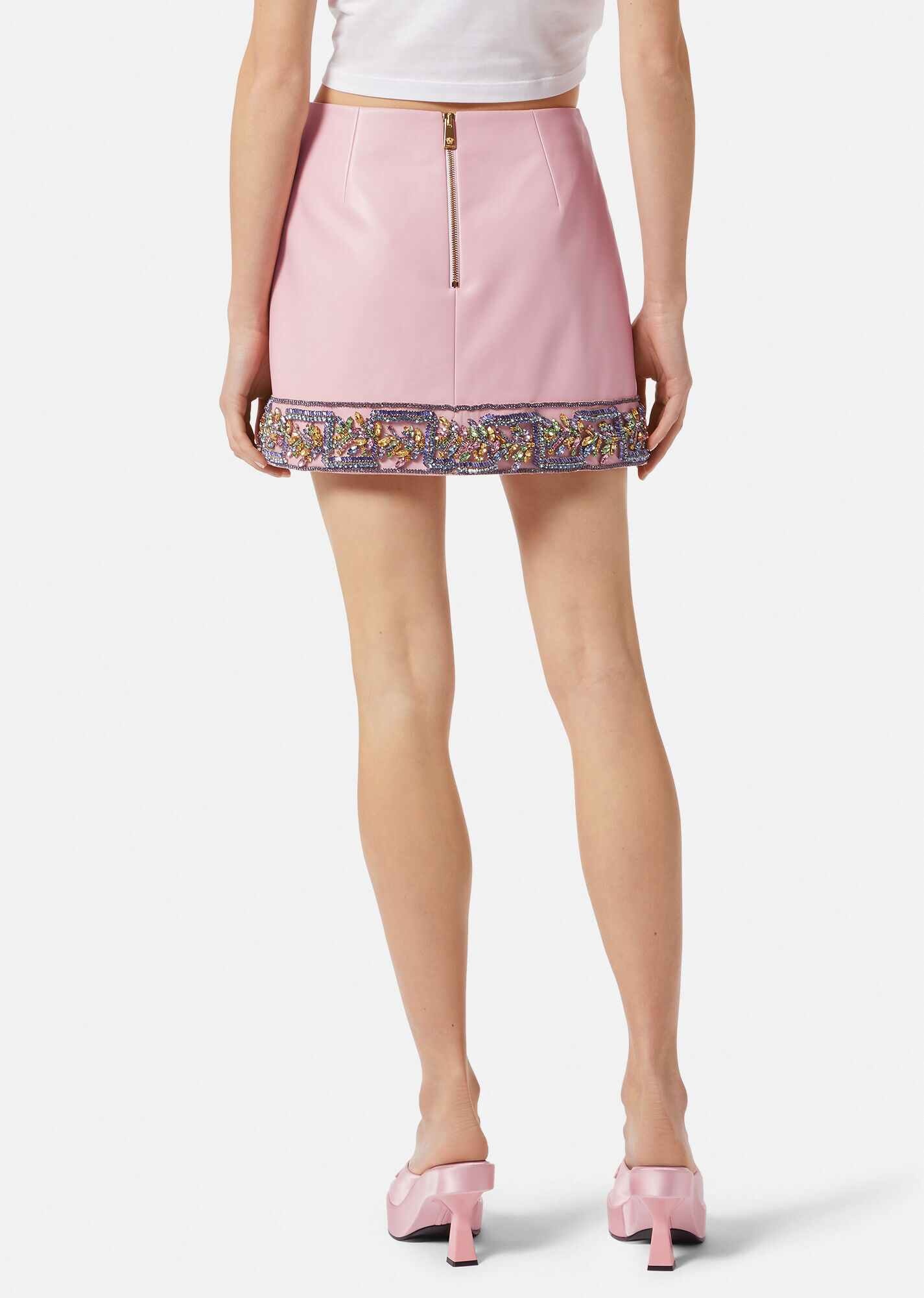 I Ventagli Crystal Leather Skirt - 4