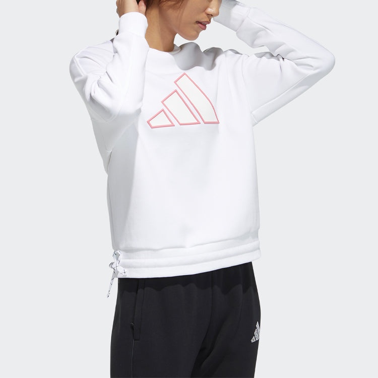 (WMNS) adidas Str Sweat Loose Athleisure Casual Sports Round Neck Pullover Knit White Hoodie GP0719 - 5