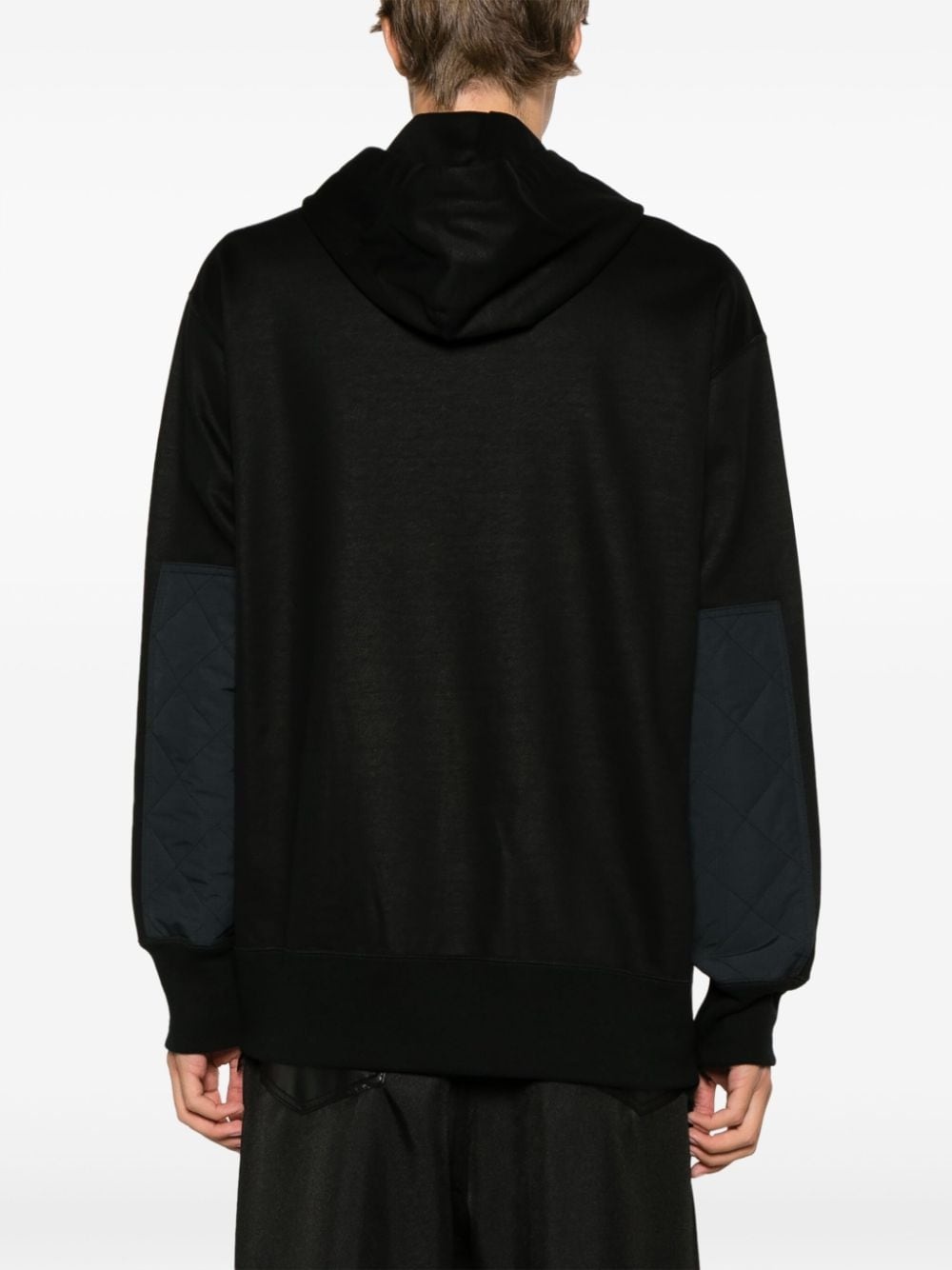 ripstop-panel cotton hoodie - 4