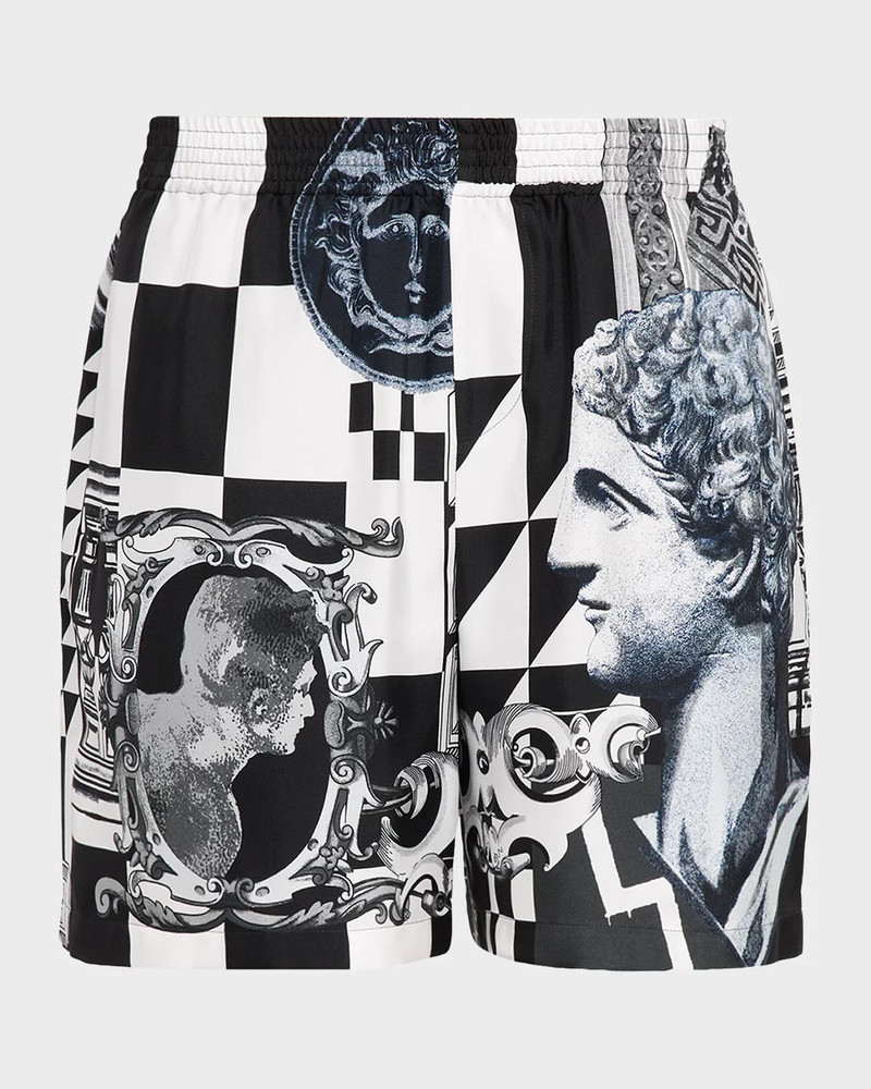 Medusa Collage Silk Twill Shorts 1