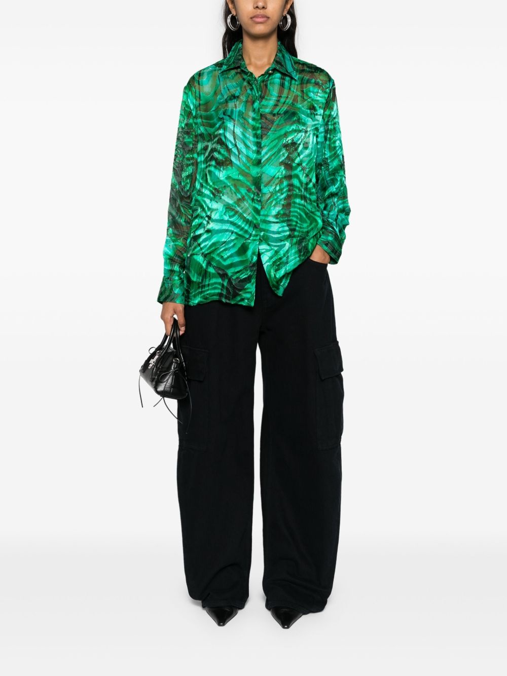 abstract-print devoré shirt - 2