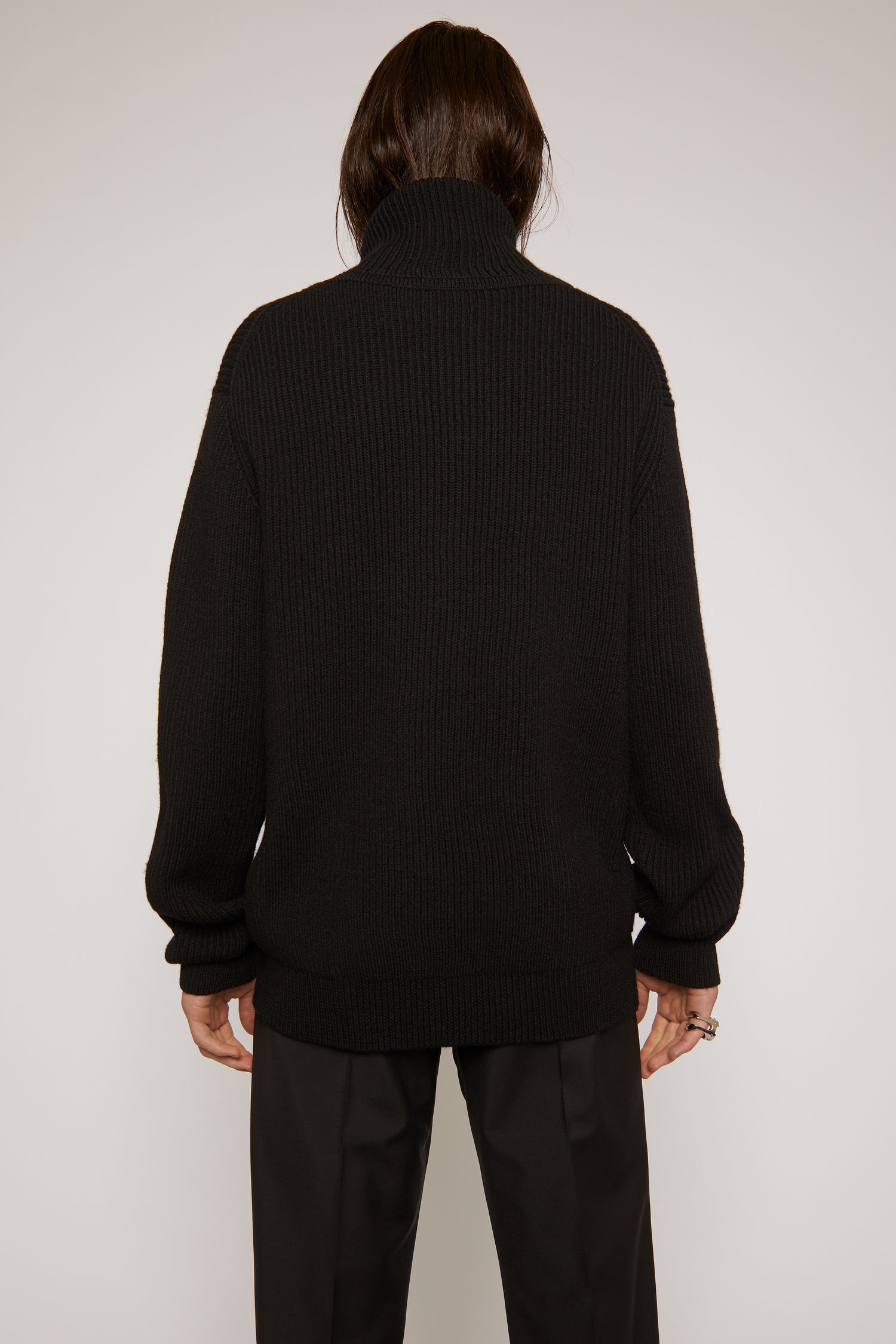 Half-zip ribbed sweater black - 3