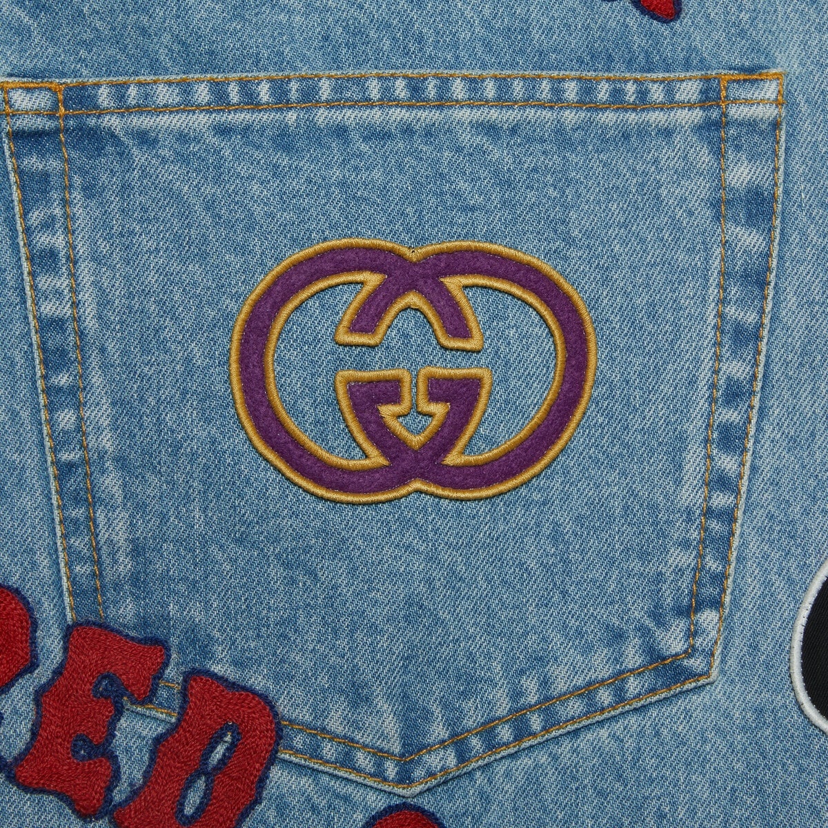 Denim pants with MLB™ and Gucci patches - 5