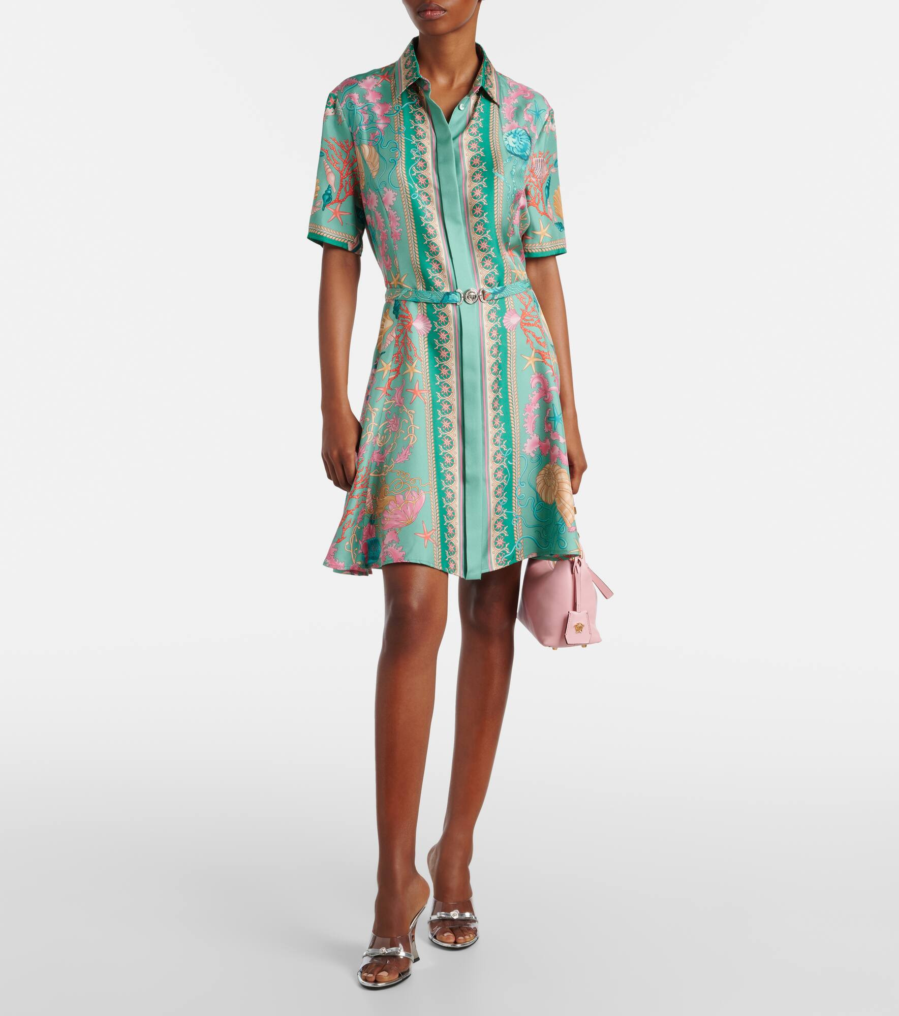 Underwater Barocco silk twill shirt dress - 2