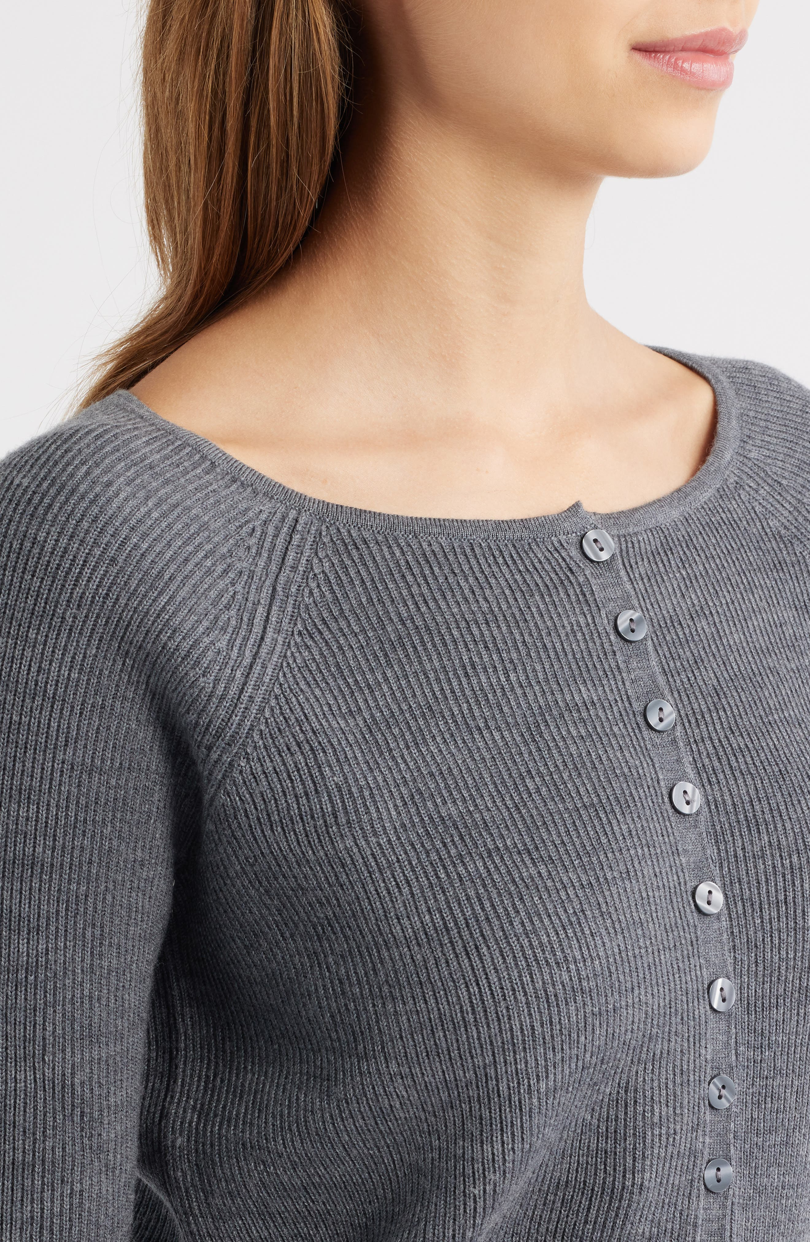 Reformation Meadow Wool Crop Cardigan in Mid Grey at Nordstrom - 4