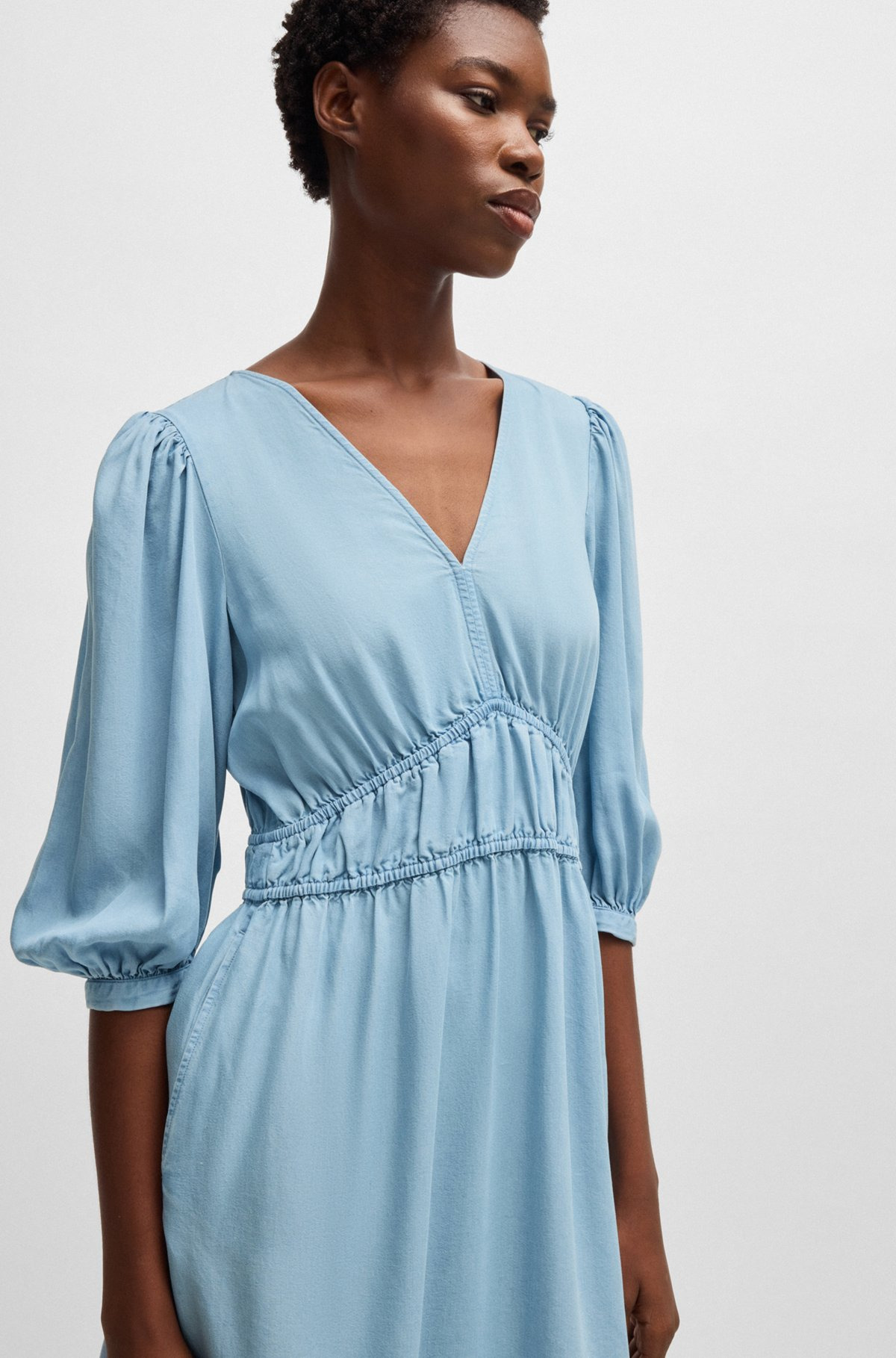 PUFF-SLEEVE DRESS WITH ELASTICATED WAIST - 5