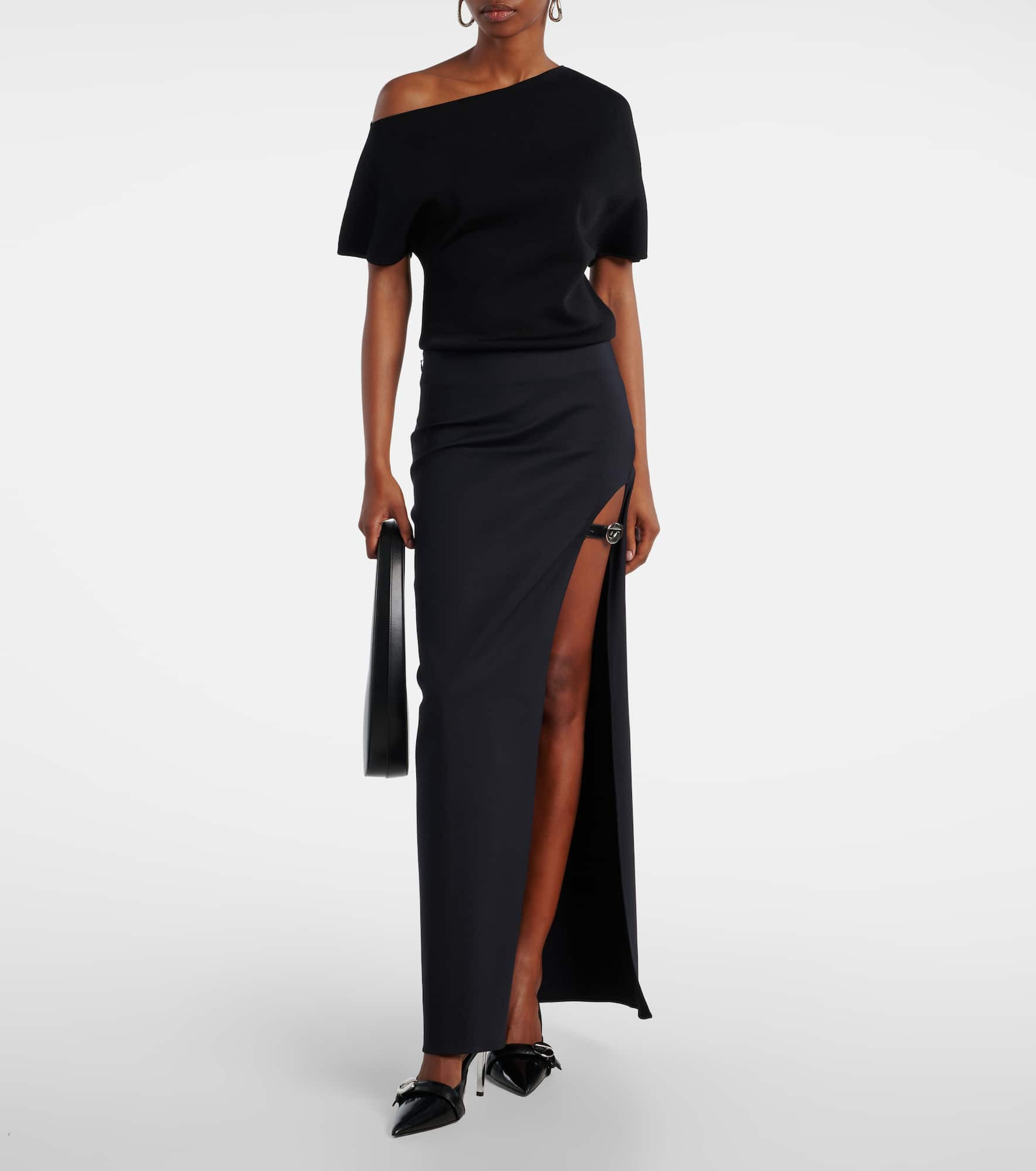 Garter cotton-blend jersey maxi skirt - 2