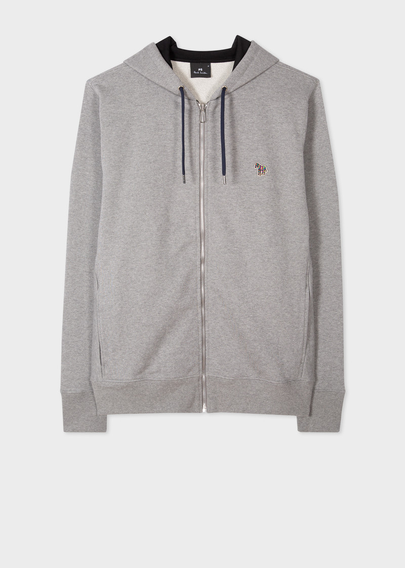 Grey Cotton Zip-Front Hoodie & White T-Shirt Zebra Set 4