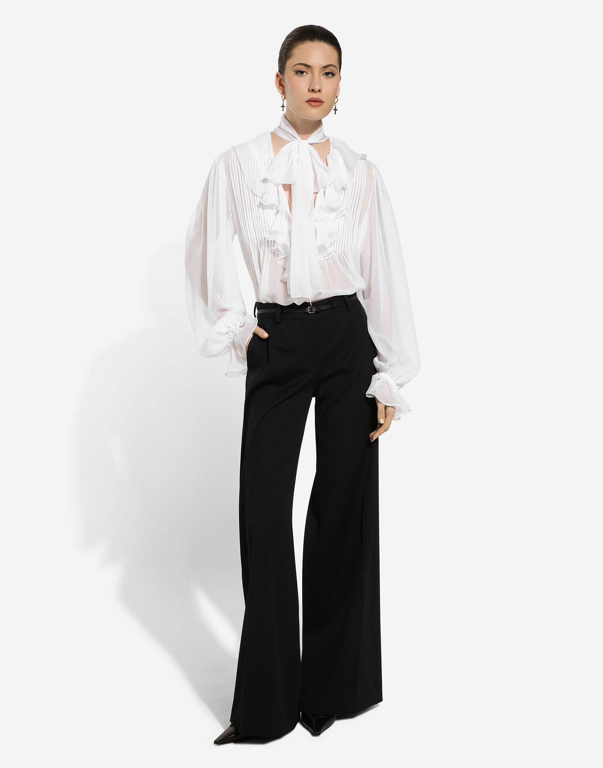 Flared wool gabardine pants - 5