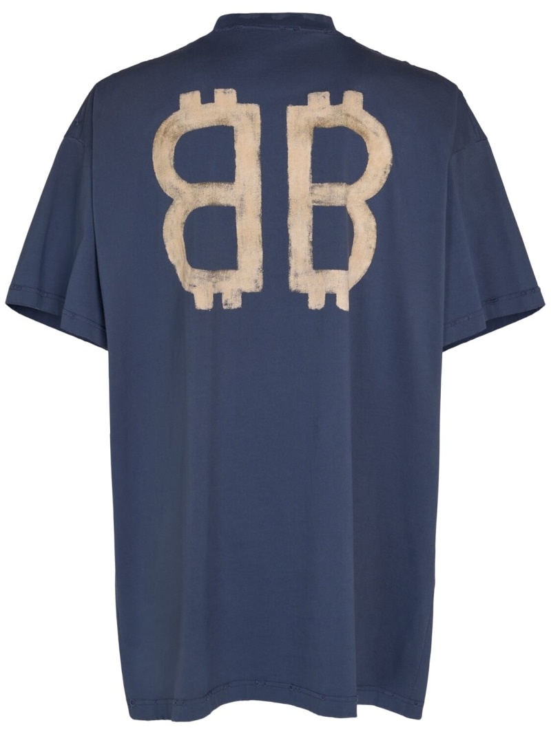 Crypto print vintage cotton t-shirt - 4