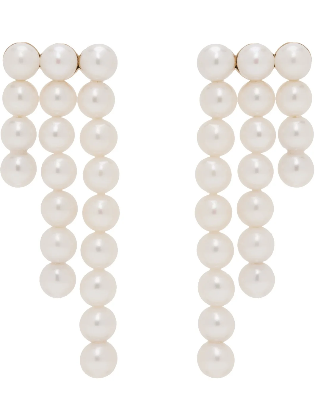 White & Gold 'La Valse Trois Temps' Earrings - 1