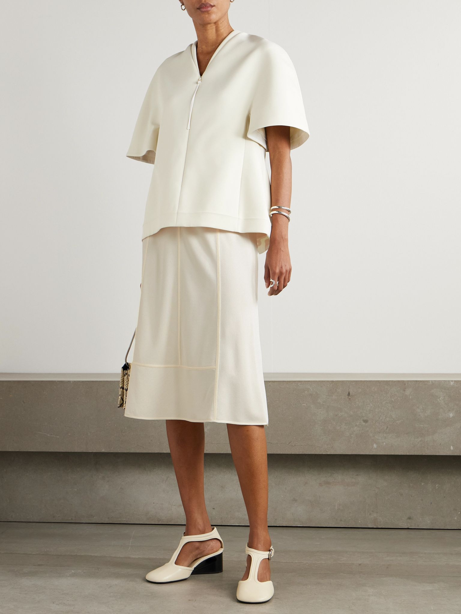 Paneled jersey midi skirt Off-white - 2