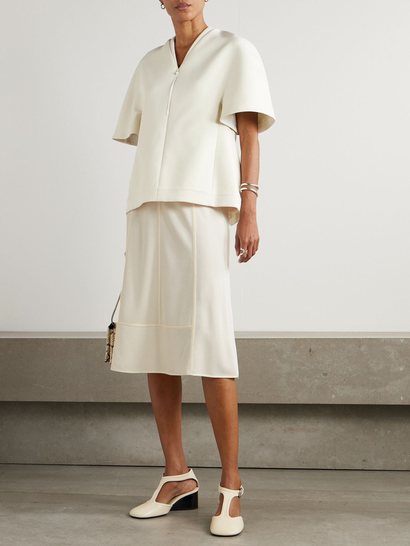 Jil Sander Paneled jersey midi skirt Off-white outlook