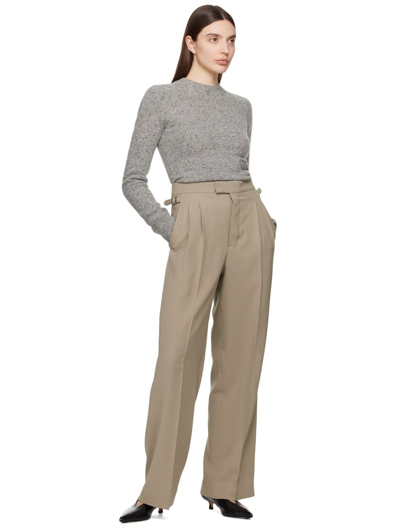 AMI Paris Taupe Pleated Trousers outlook