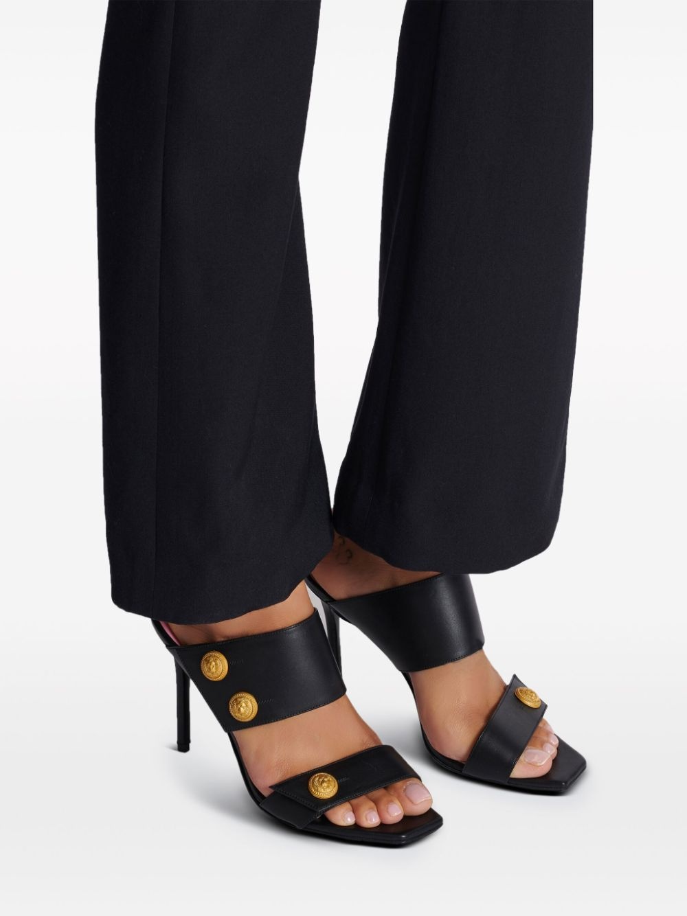button-fastening leather sandals - 7