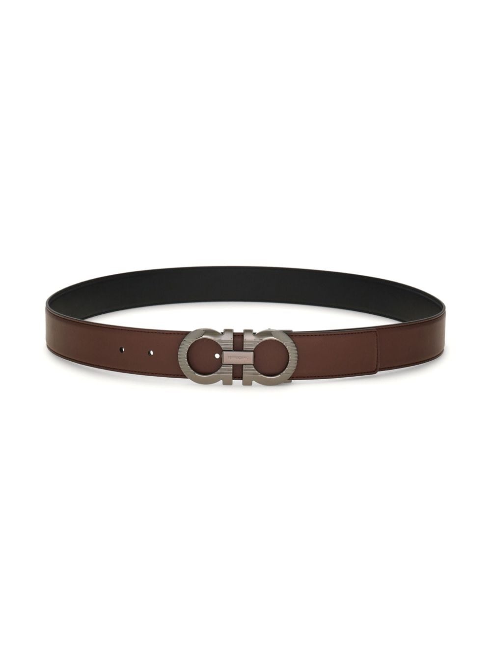 Gancini-buckle reversible leather belt - 3